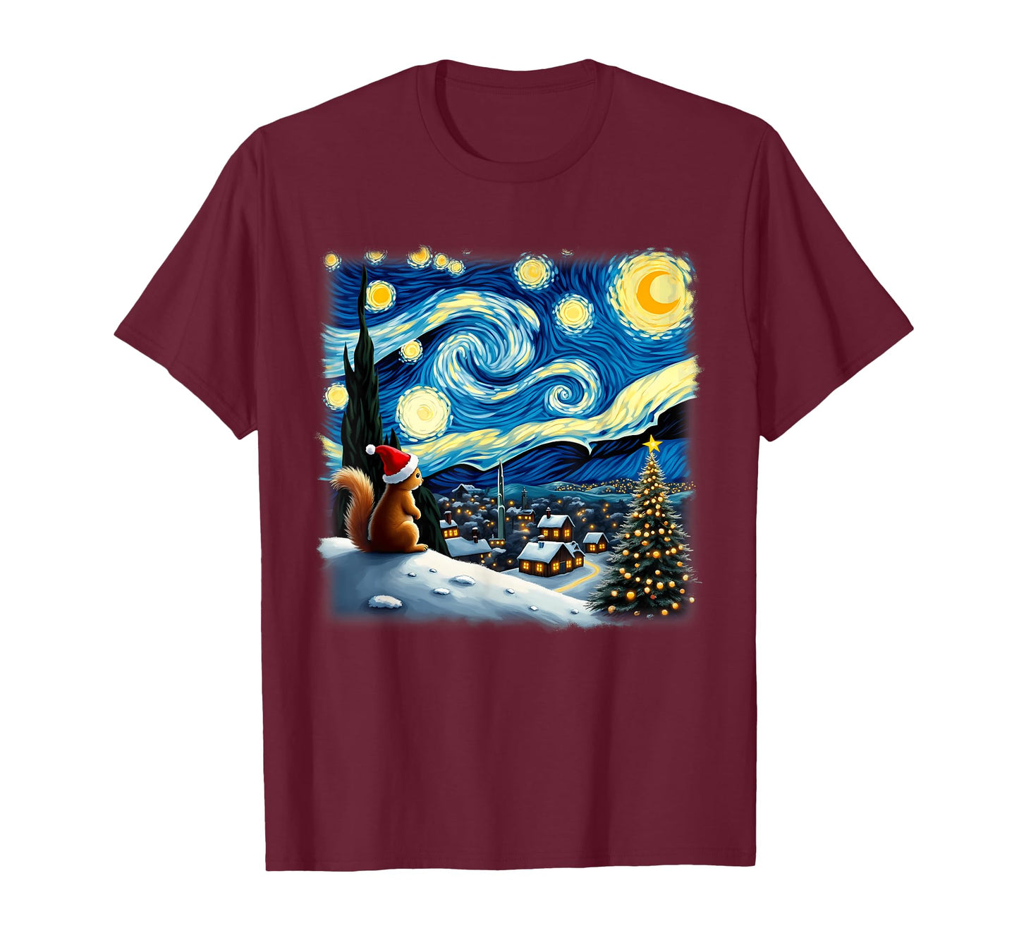 Christmas Squirrel Starry Night T-Shirt