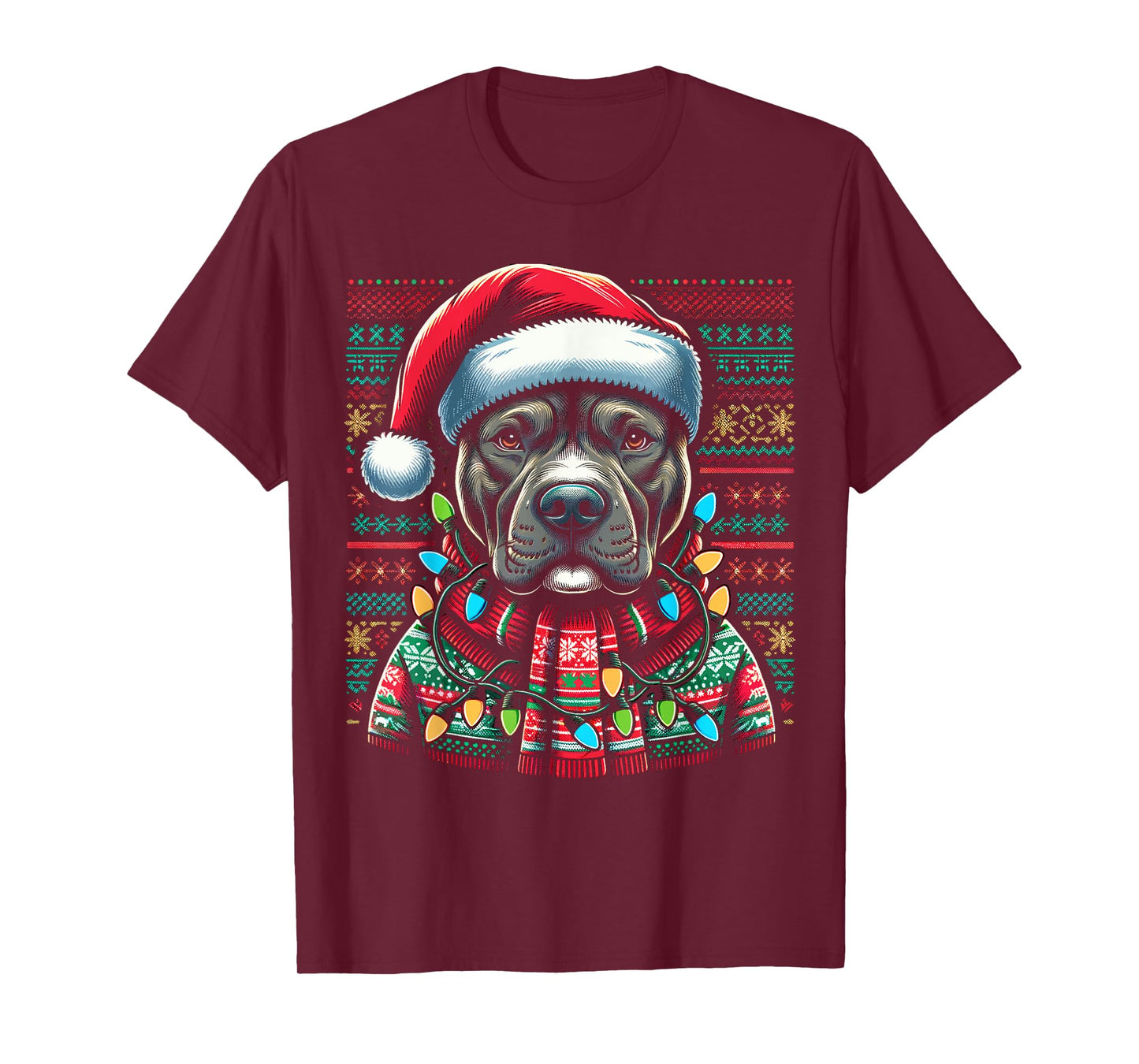 Christmas Pit bull Xmas Pit Bull Mom Dog Lover Santa Womens T-Shirt