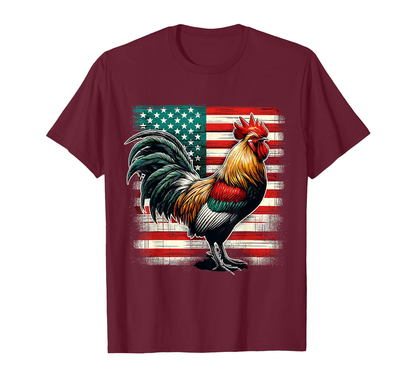 Patriotic Rooster USA Flag Chicken Farmer T-Shirt