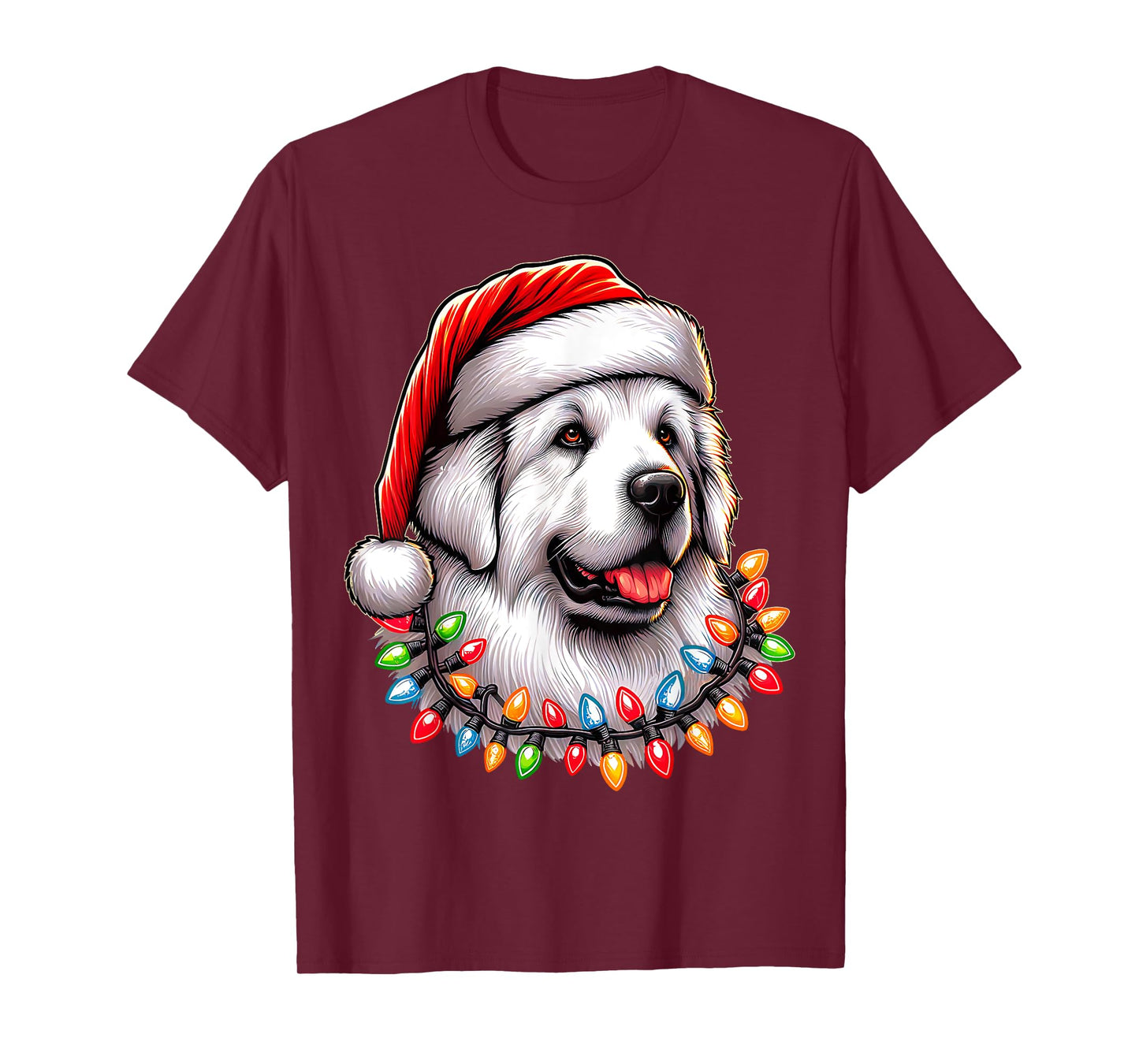 Great Pyrenees Dog Christmas Hat Xmas T-Shirt