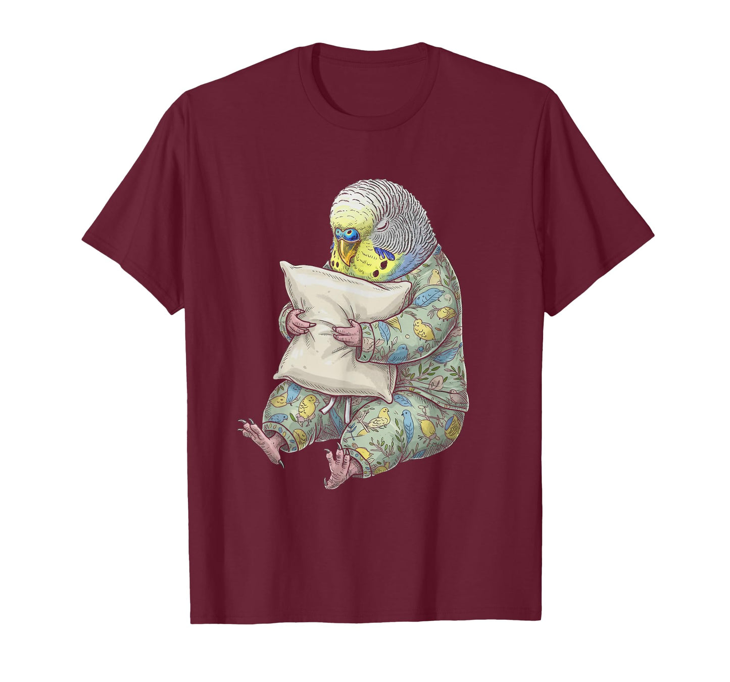Funny Sleepy Budgerigar Budgie Bird Pajama Women Men Kids T-Shirt