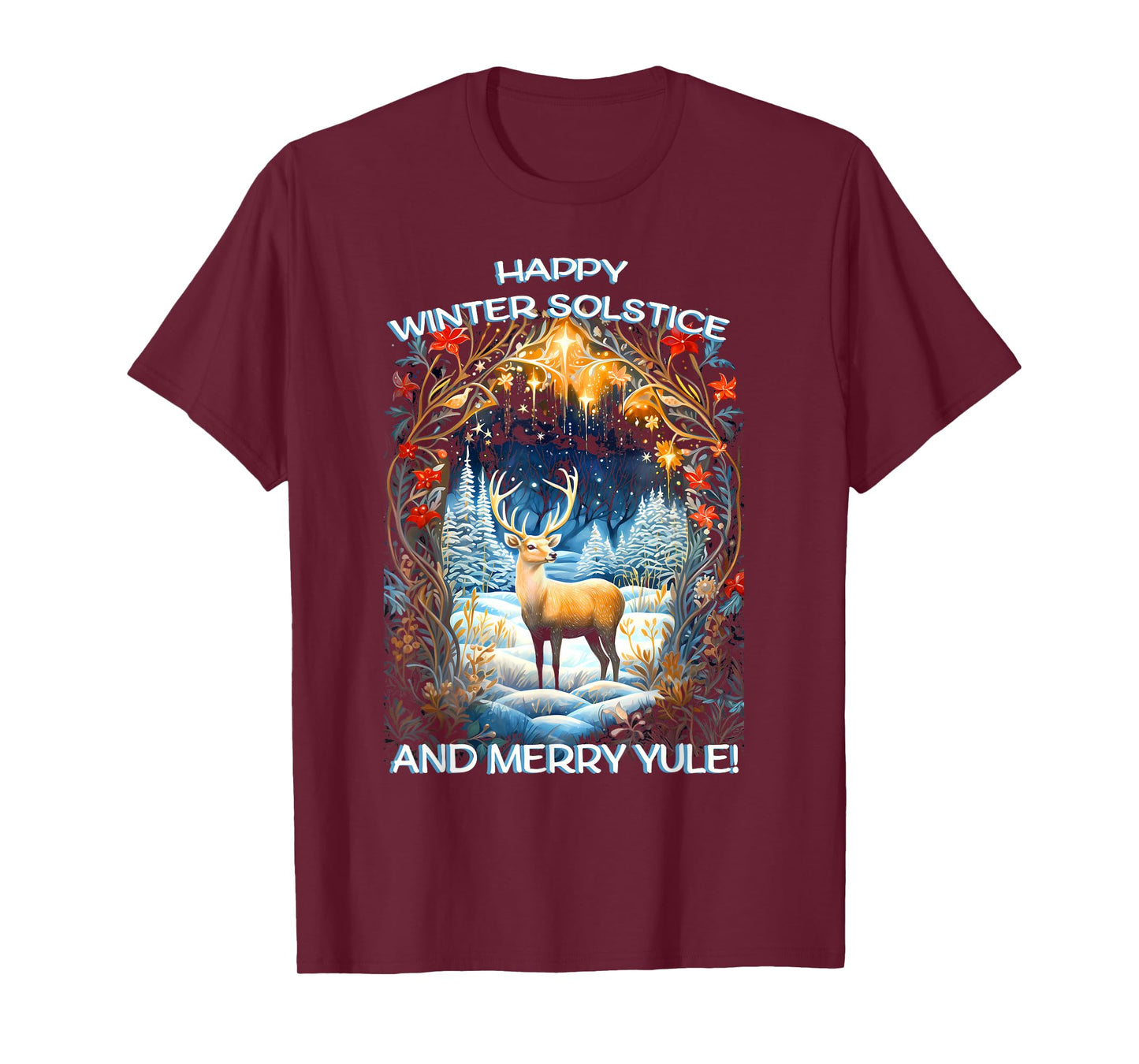 Merry Solstice Happy Yule Christmas Bird Nordic Xmas Graphic T-Shirt