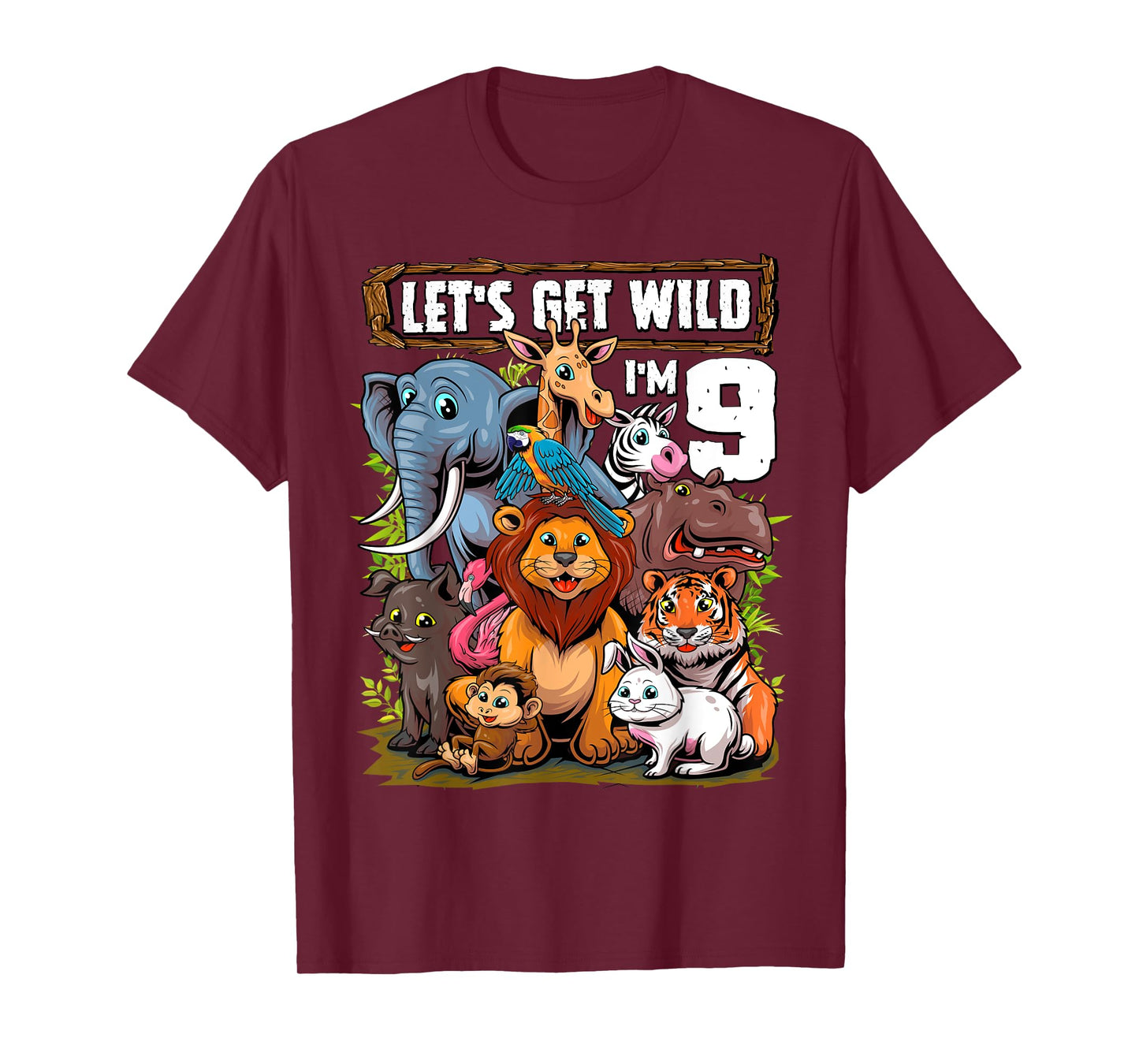 9 Year Old Zoo Birthday Safari Jungle Animals 9th Birthday T-Shirt