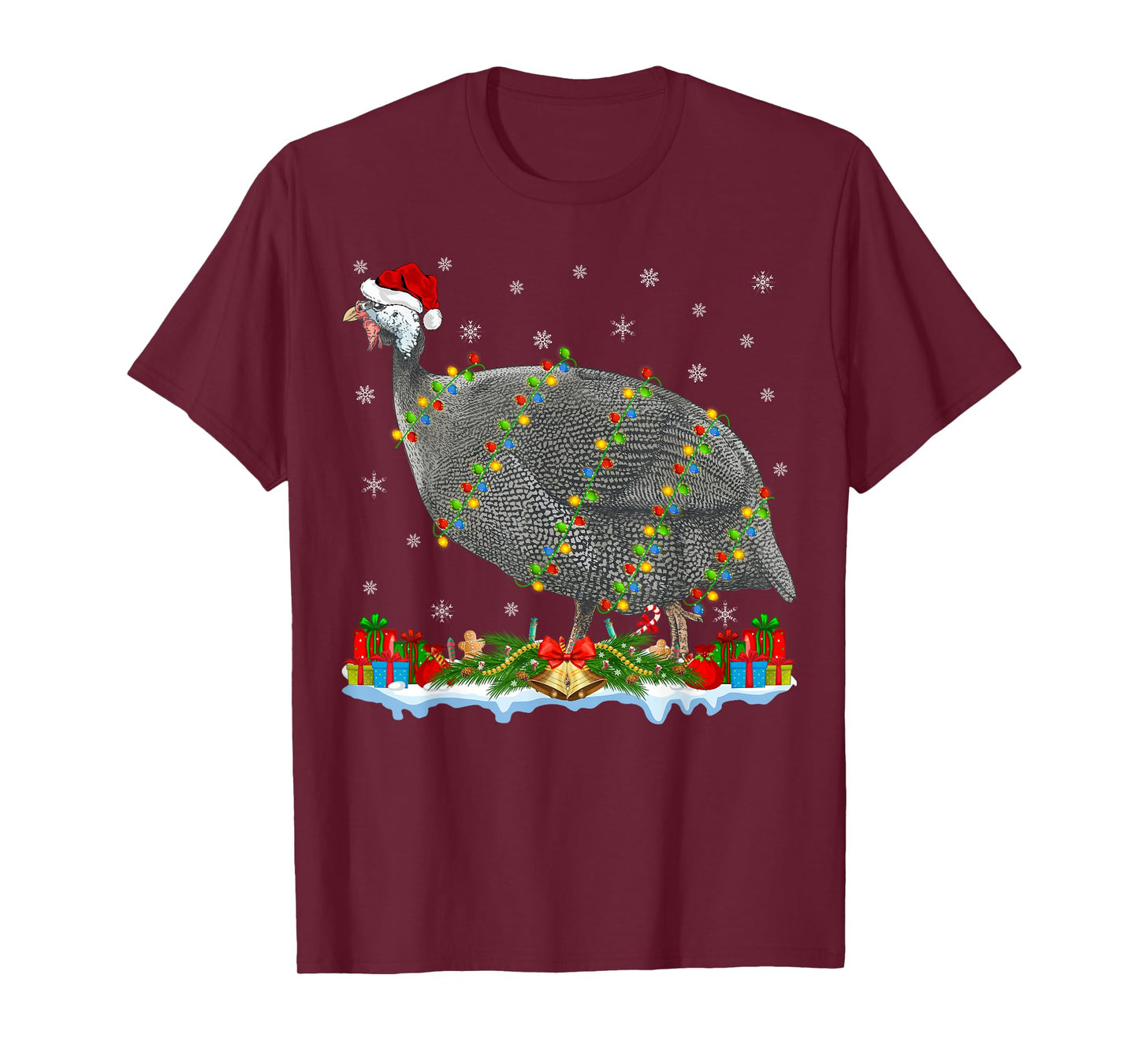 Guinea Fowl Lover Matching Santa Hat Guinea Fowl Christmas T-Shirt