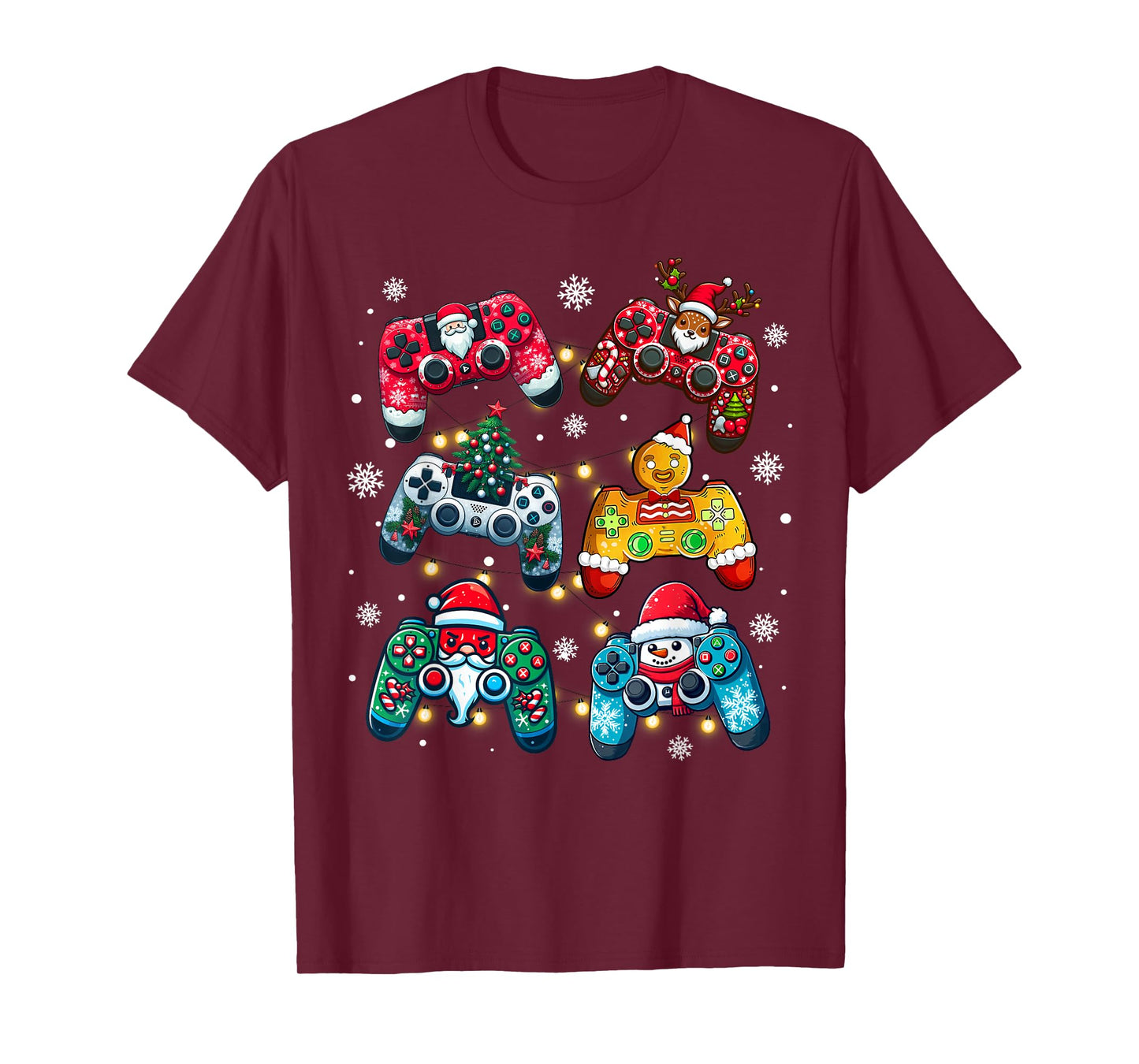 Boys Christmas Shirt Santa Elf Gaming Controllers Gamer Xmas T-Shirt