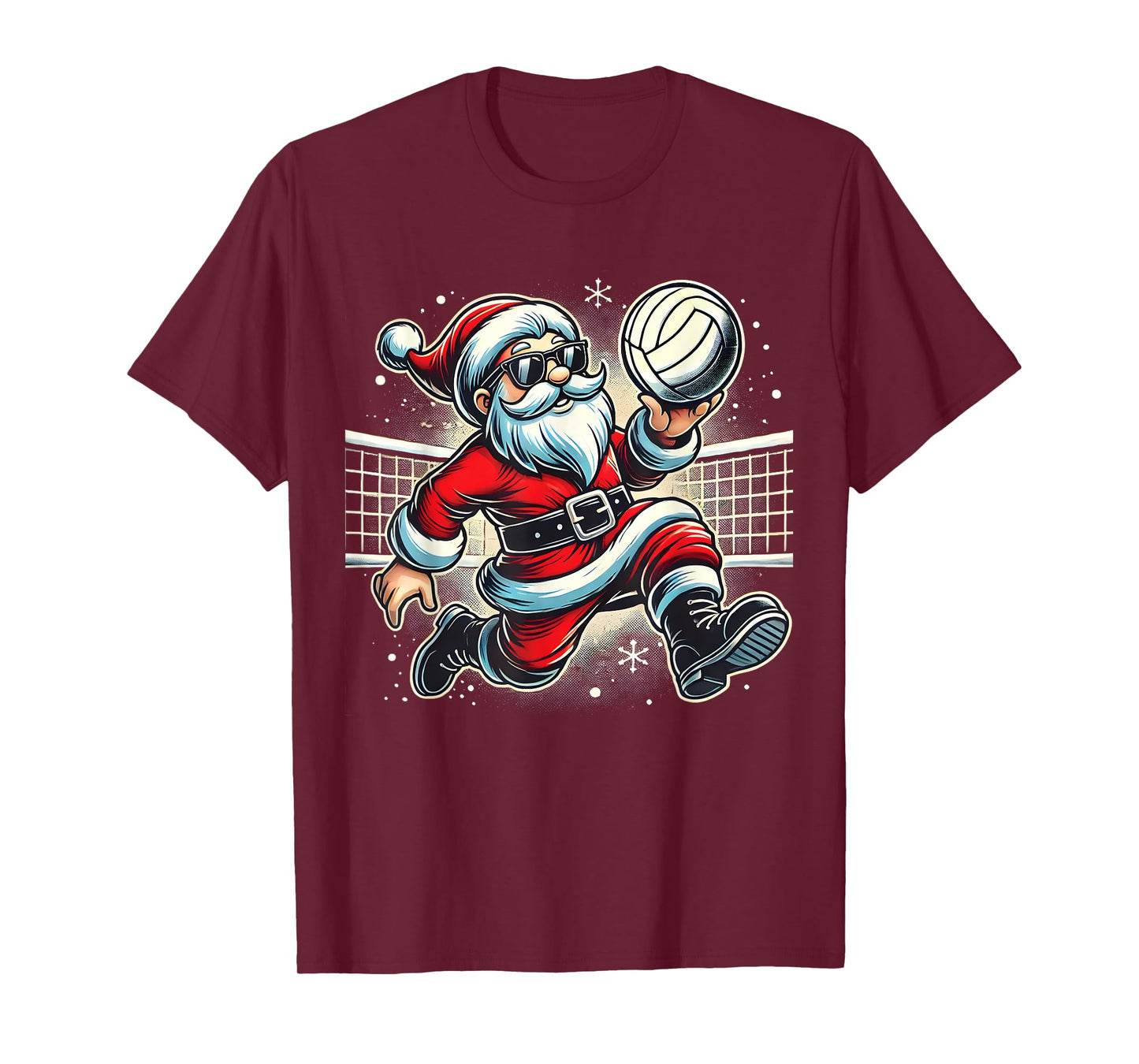 Santa Playing Volleyball Lovers Boys Girls Kids Christmas T-Shirt