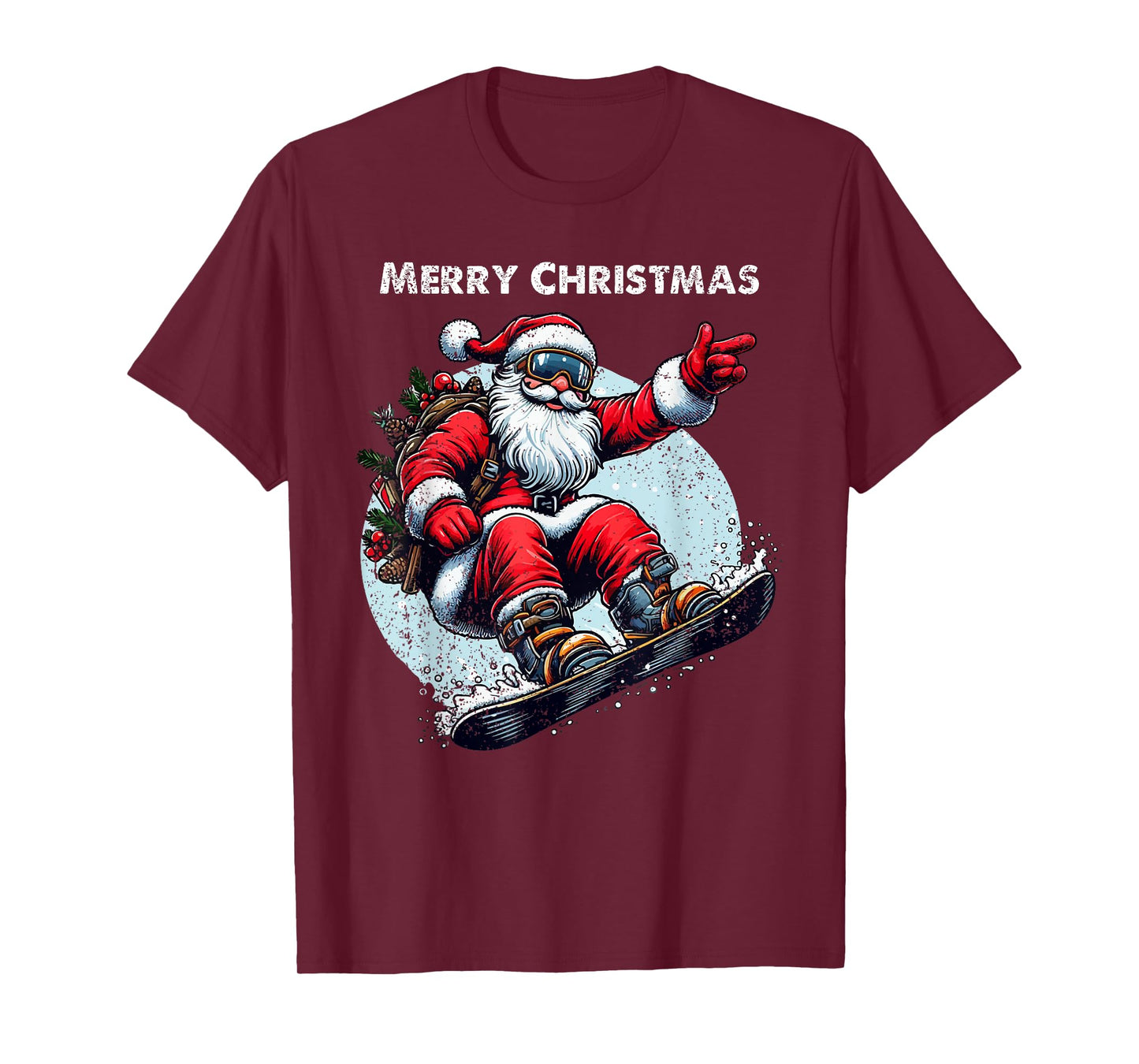 Santa Claus Snowboarding Merry Christmas Winter Holiday Xmas T-Shirt