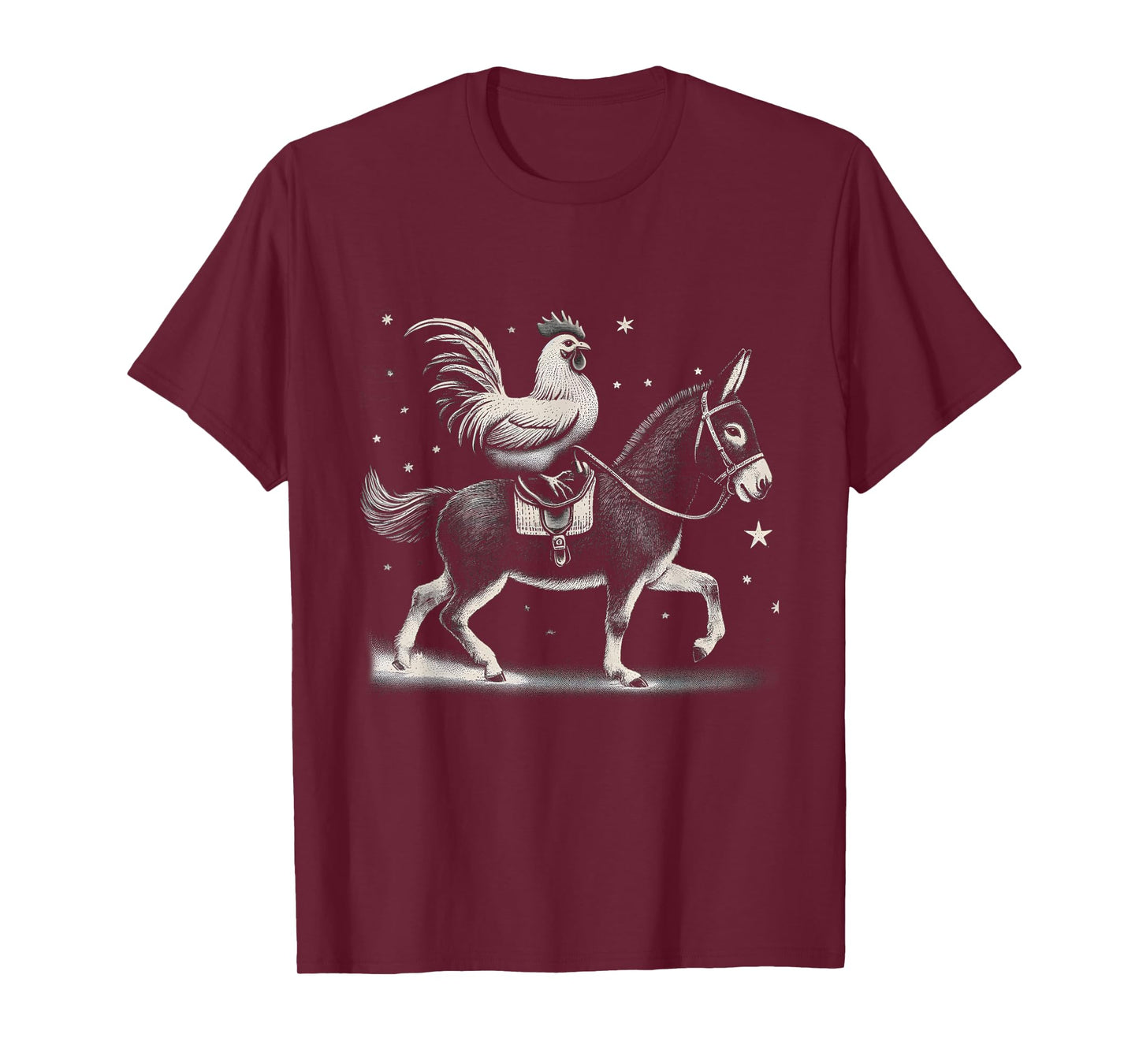 Funny Chicken Riding Donkey Chicken Lover T-Shirt