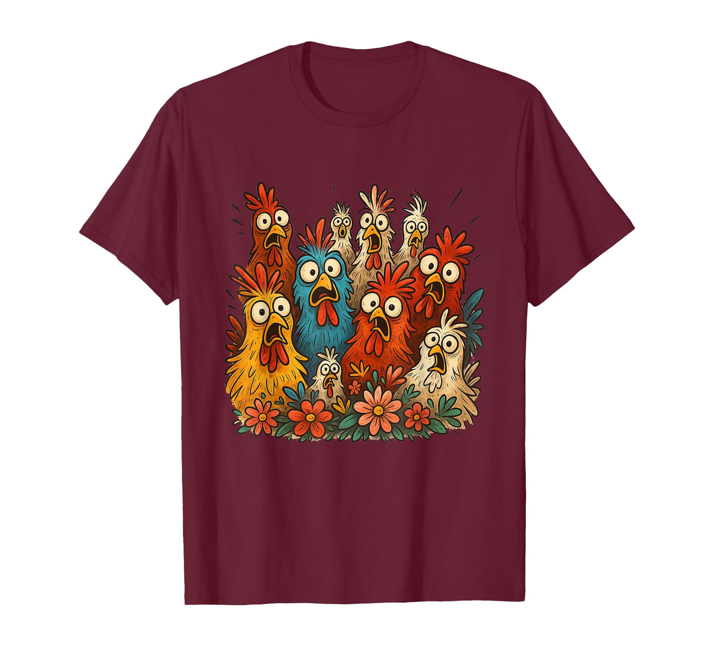 Funny Family Design Crazy Colorful Chicken Art Men Women T-Shirt