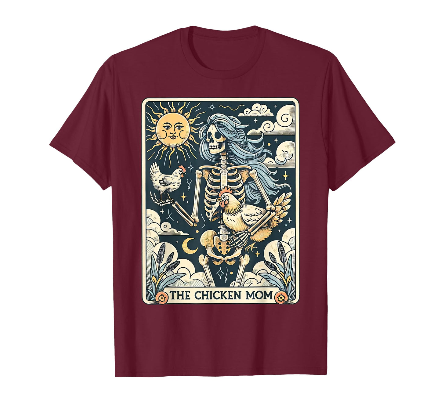 Skeleton Tarot Card Chicken Mom Farm Animal Farmer Women T-Shirt