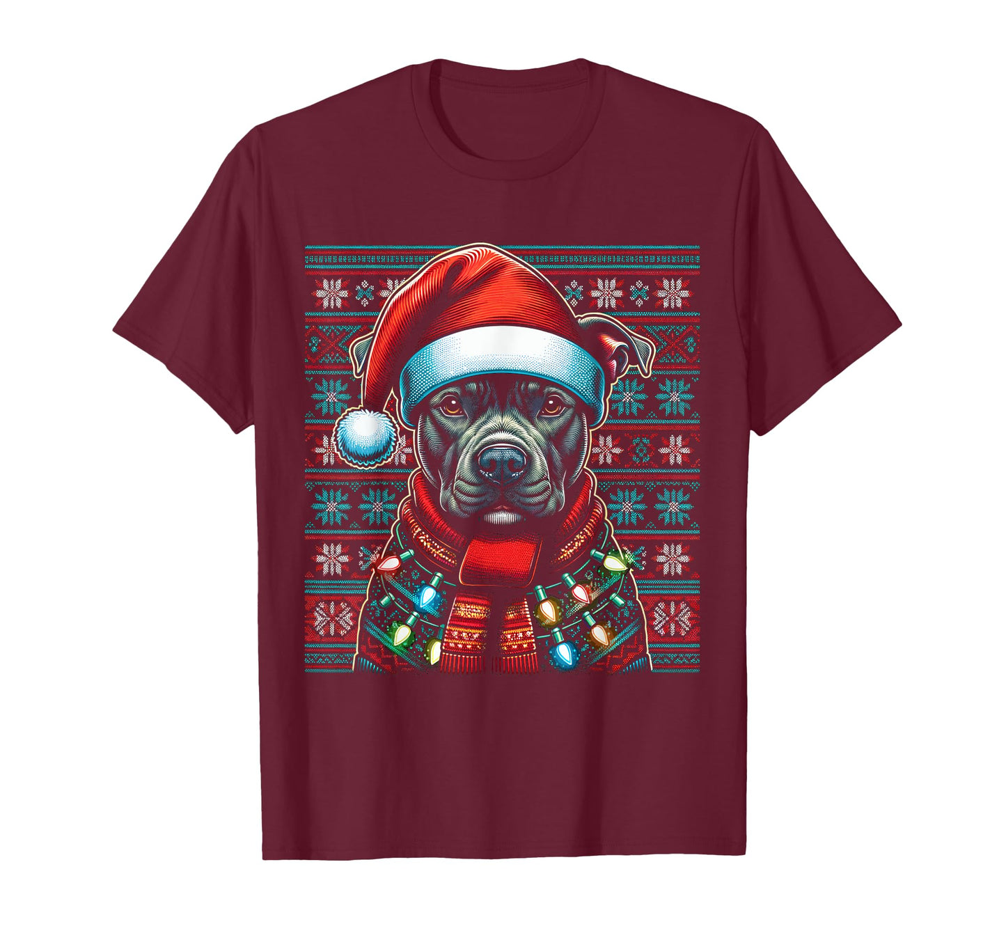 Christmas Pit bull Xmas Pit Bull Mom Dog Lover Santa Womens T-Shirt