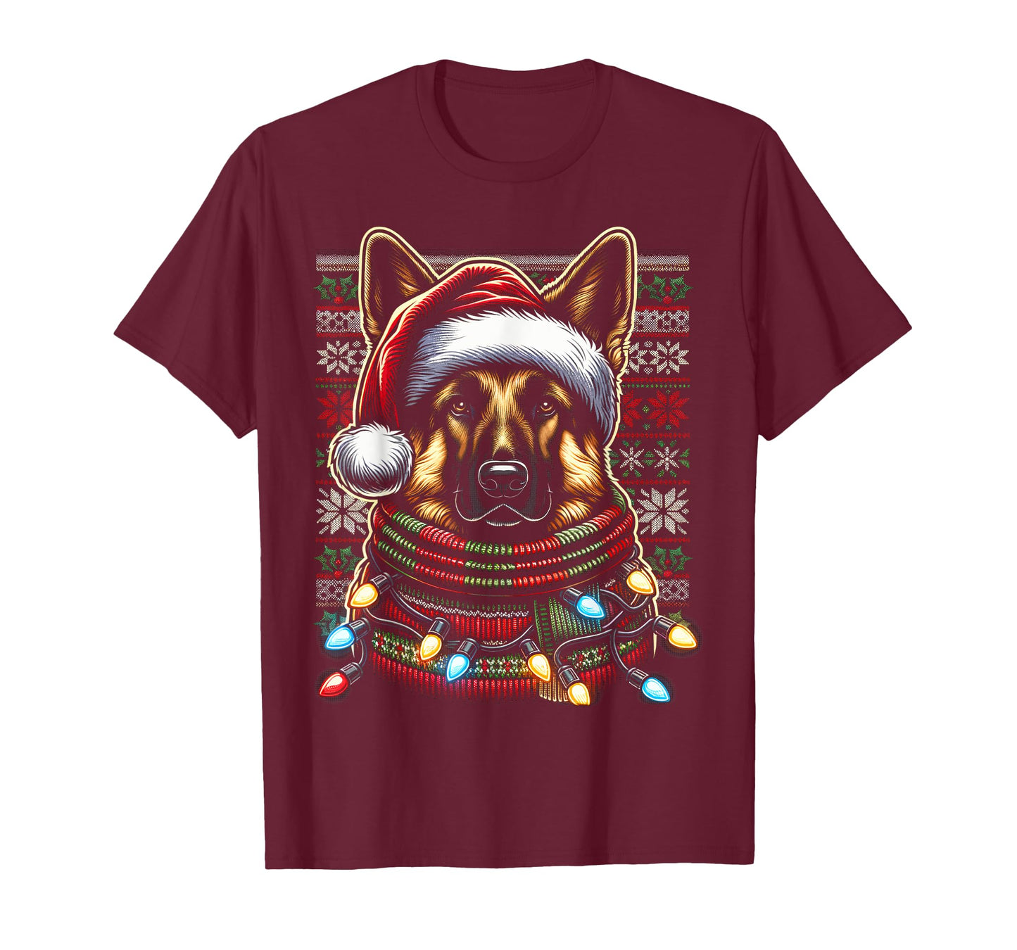 Christmas German Shepherd Xmas Shepherd Mom Dog Lover Womens T-Shirt