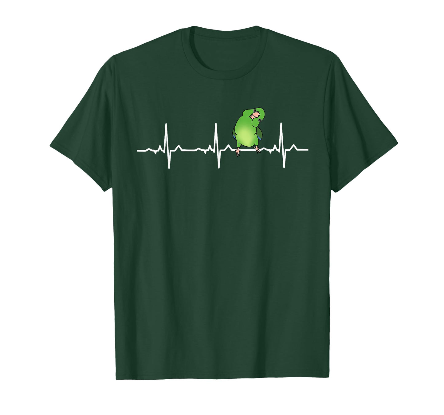 Parrot EKG Green Parrotlet Heartbeat Bird Pulse Line Birb T-Shirt