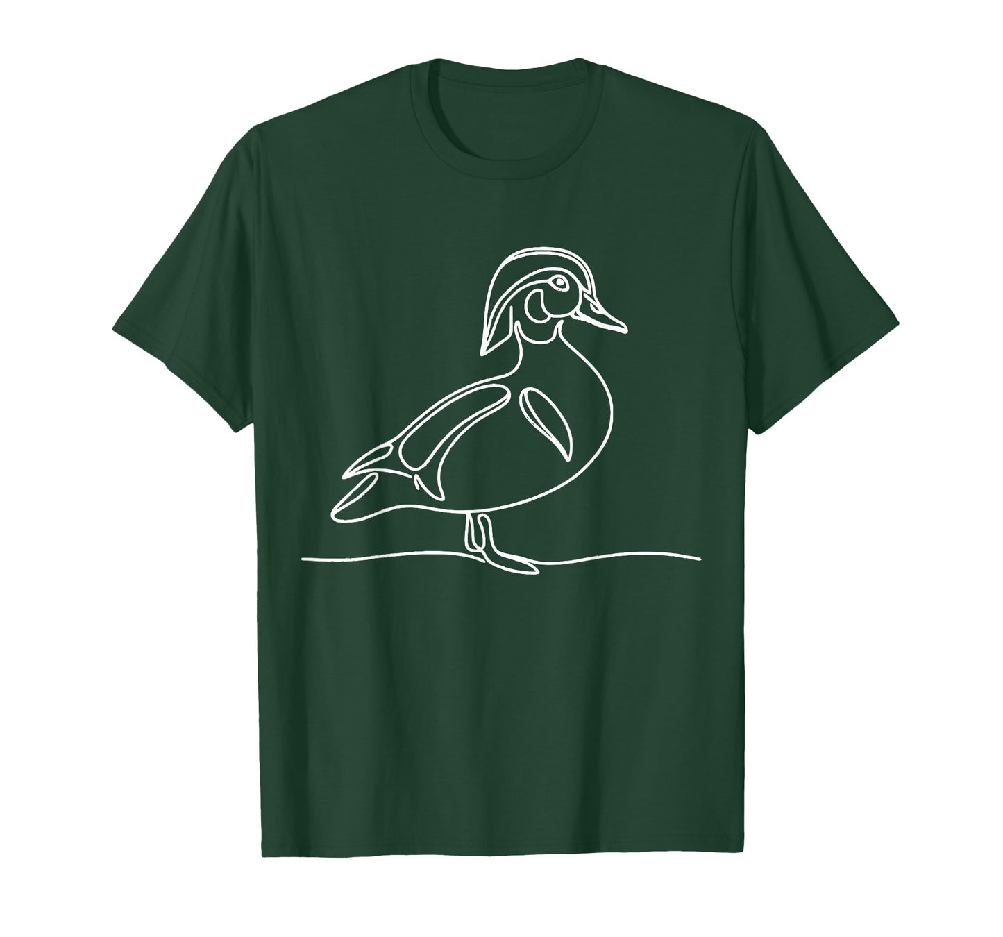 Line Art Bird & Ornithologist Wood Duck T-Shirt