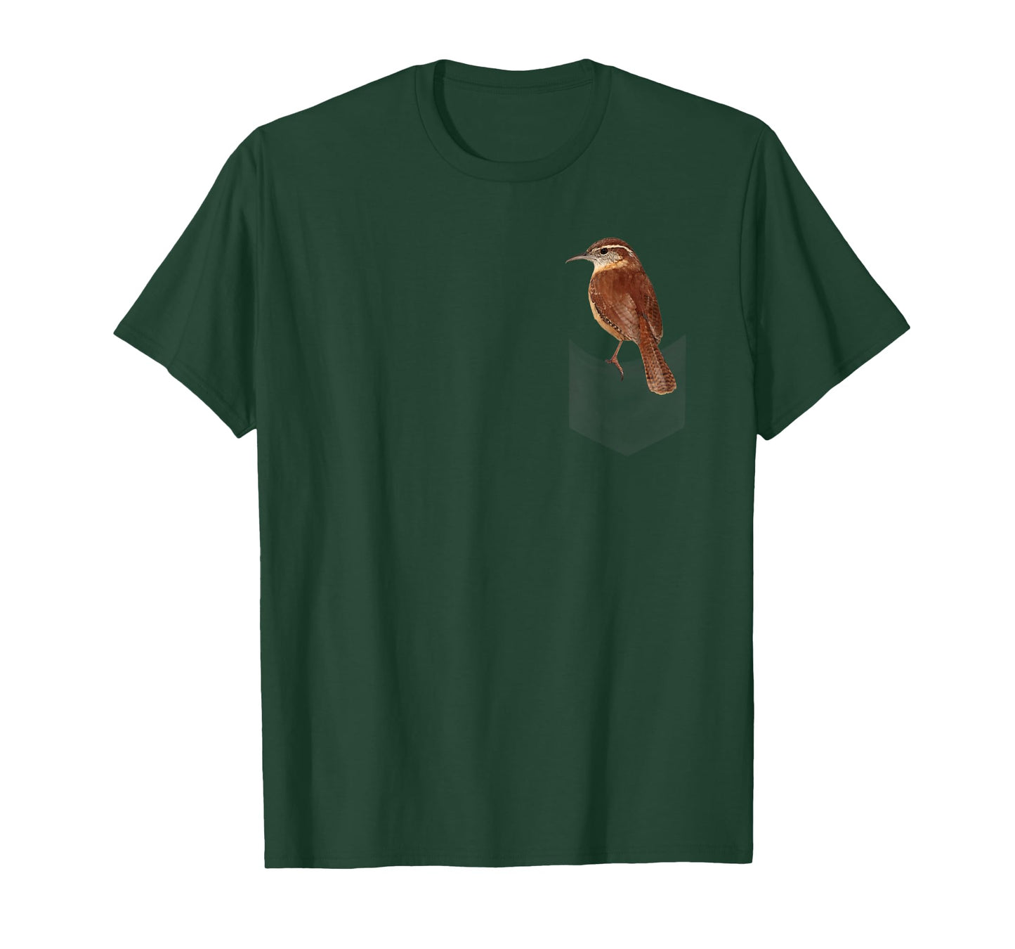 Carolina wren bird on fake pocket on chest T-Shirt