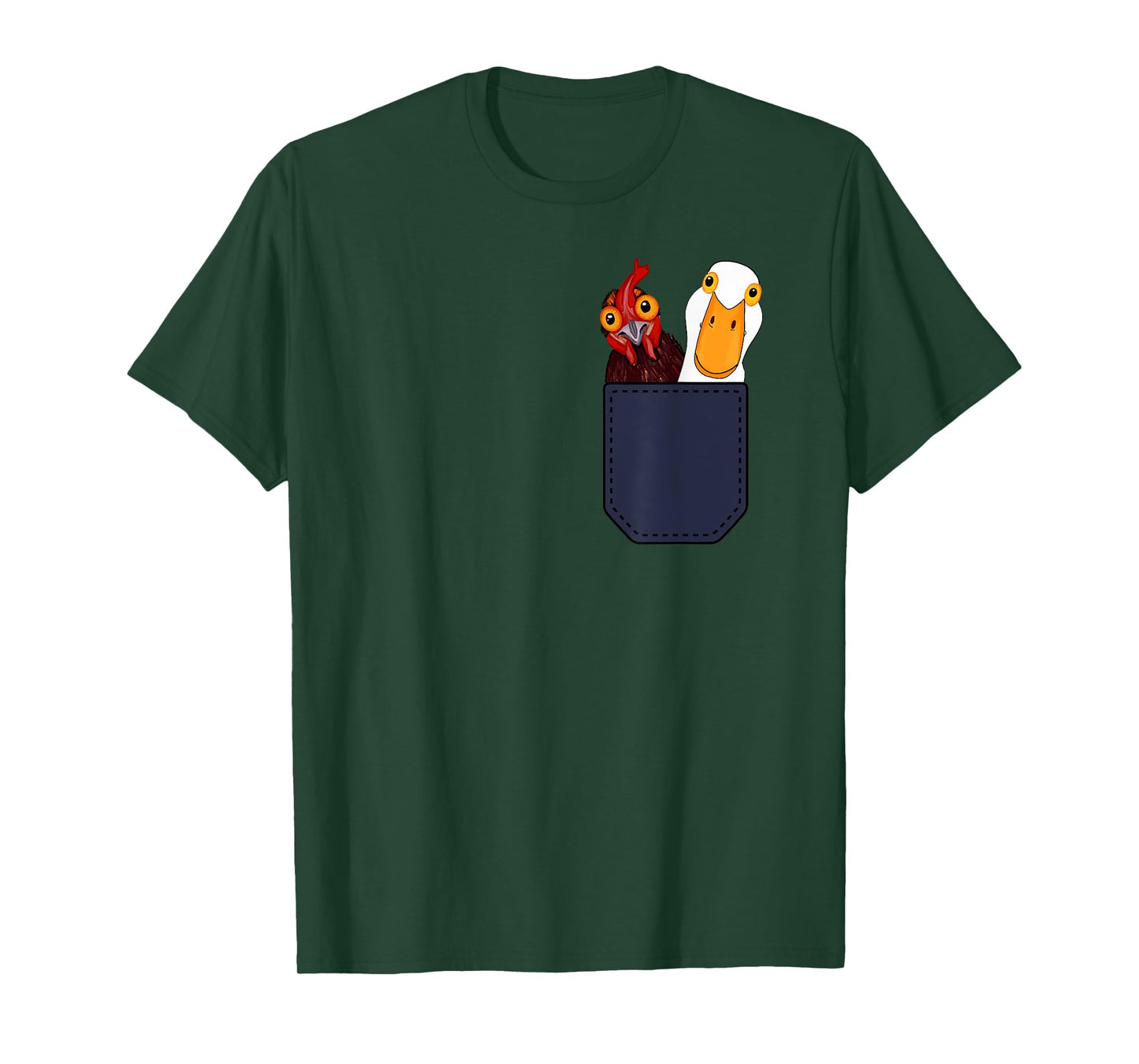 Cute Chicken and Duck in a Pocket. Chicken Farmers Animal T-Shirt