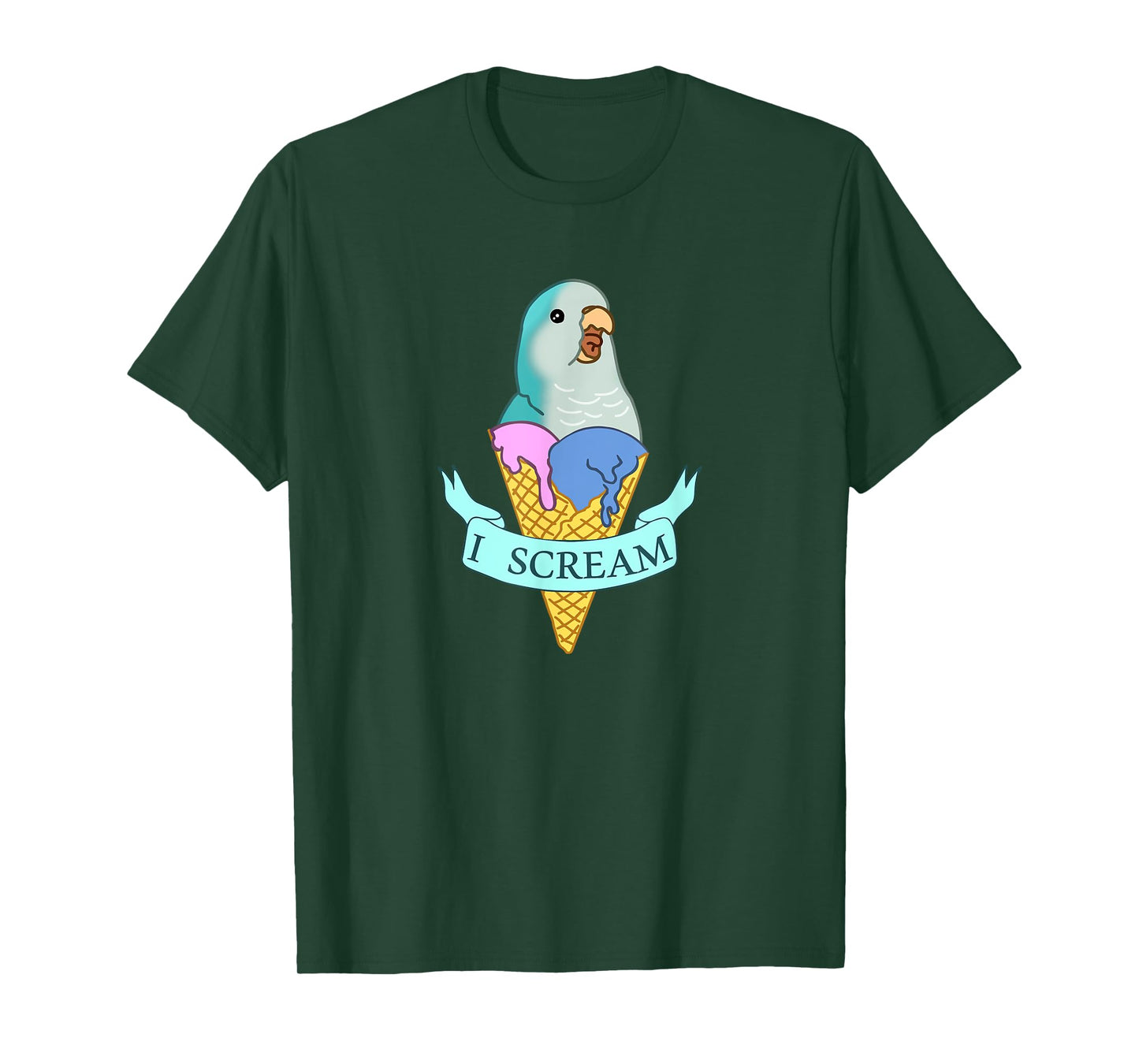 I scream Quaker Parrot, Funny Ice cream Blue Monk Parakeet T-Shirt