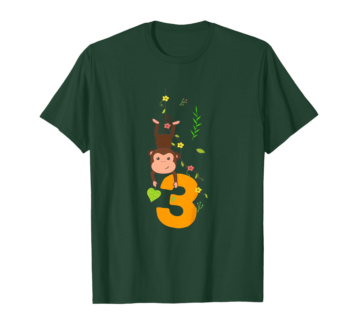 Kids Funny Cute Monkey Lover 3rd Birthday Three 3 Yr 3 Year Old T-Shirt