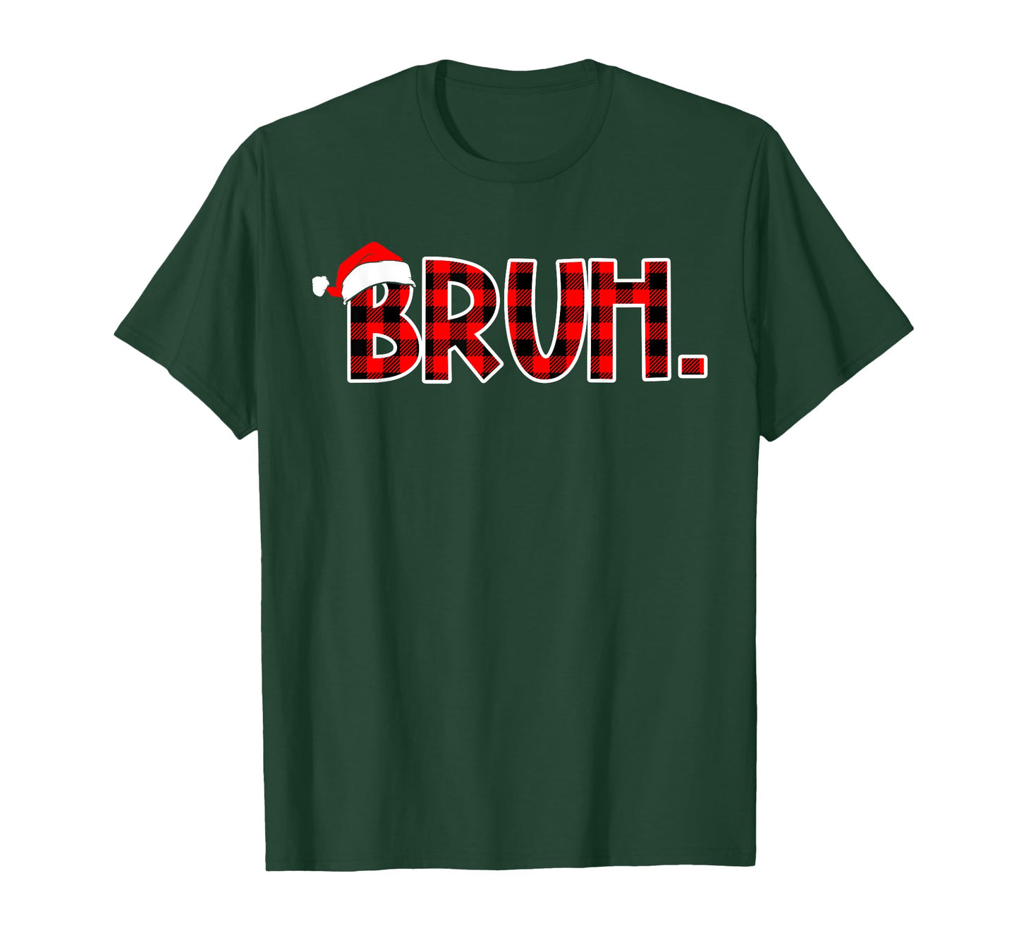 Bruh Funny Christmas Buffalo Plaid Boys Kids Xmas Pajamas T-Shirt
