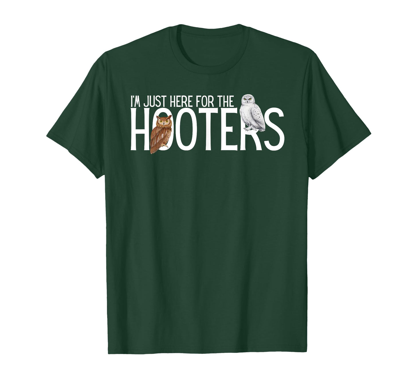 Funny Owl Shirts I'm Just Here for the Hooters Unisex-Adults Birdwatcher Humor Owl Graphic T-Shirt Black Small