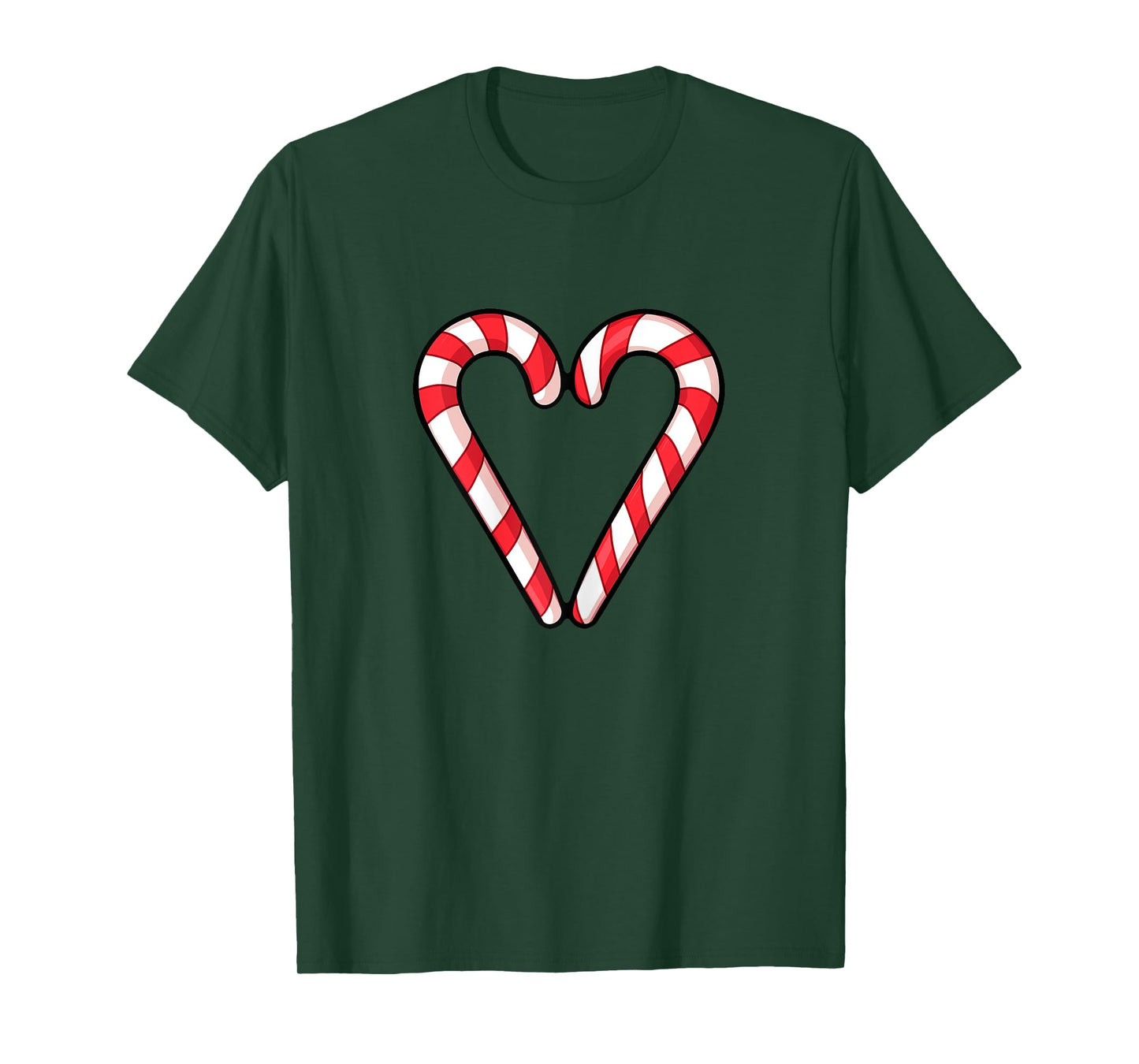 Candy Cane Heart Christmas Cute Holiday Red White Stripe T-Shirt