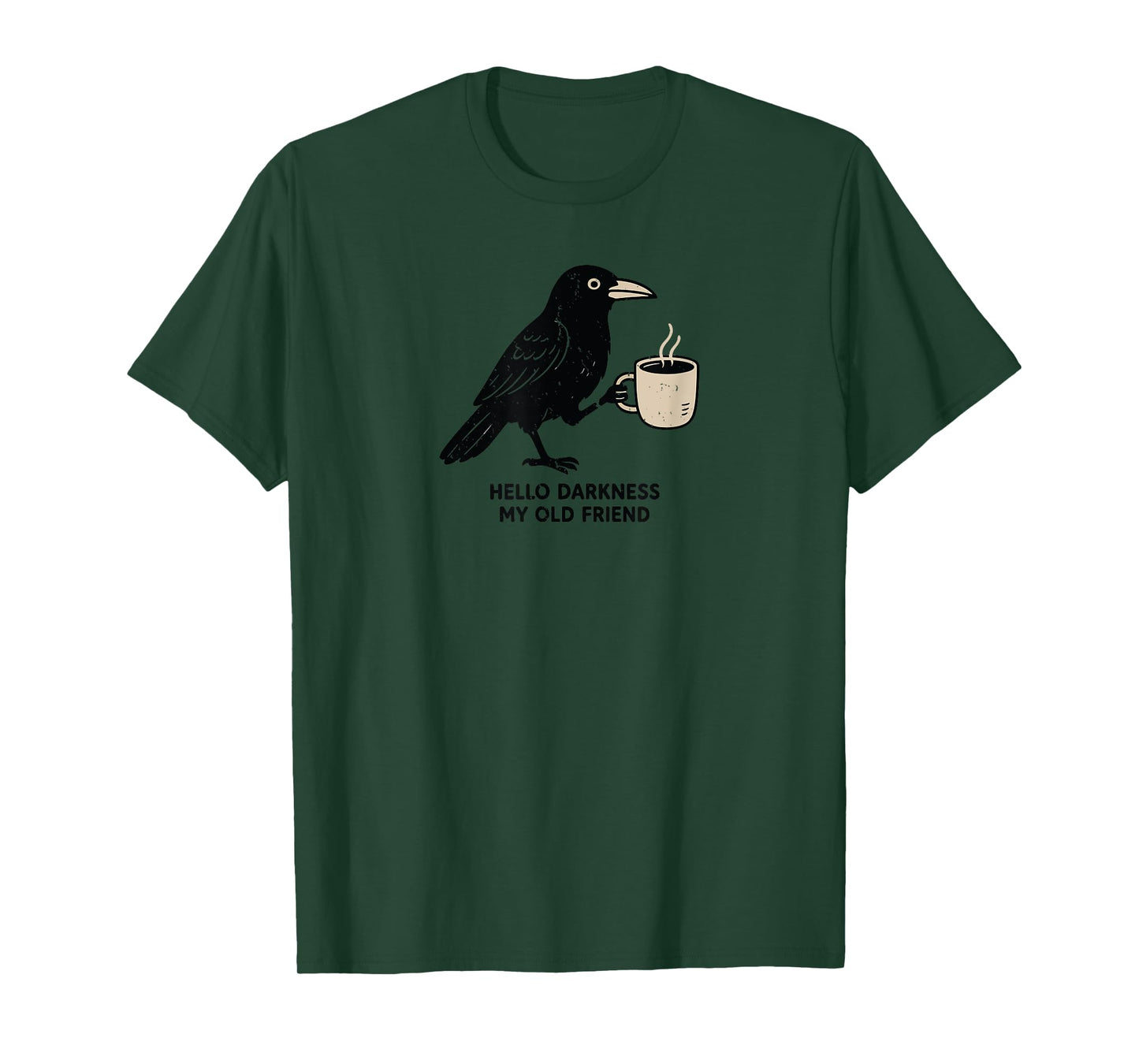 Raven Crow Coffee funny hello darkness T-Shirt