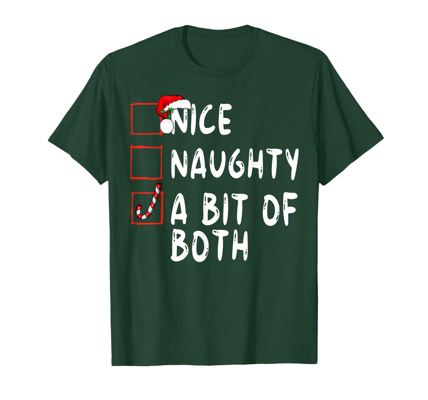 Nice Naughty A Bit Of Both Christmas Xmas Santa Claus T-Shirt