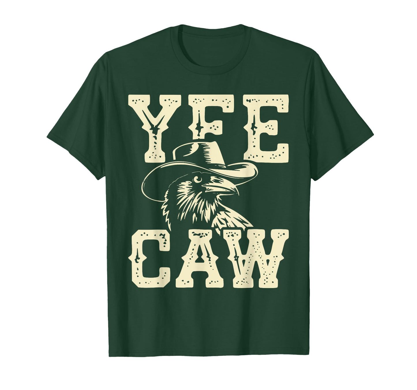 Vintage Crow Cowboy Hat Yee Caw Funny Western Crow Lover T-Shirt