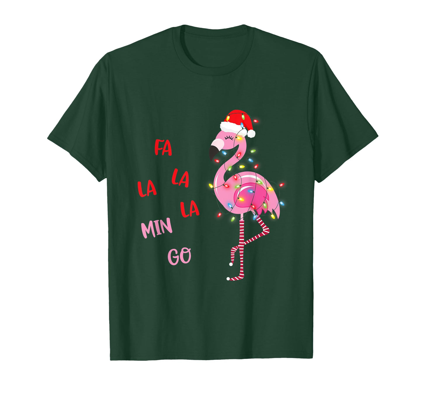 Fa La La Mingo Christmas Flamingo Tree Lights Santa Flamingo T-Shirt