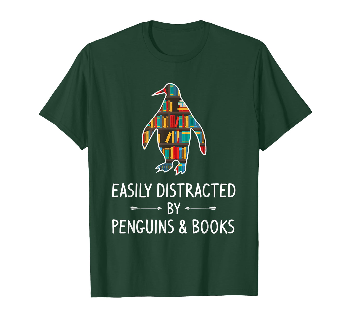 Easily Distracted By Penguins & Books Lover Gift Bird Animal T-Shirt