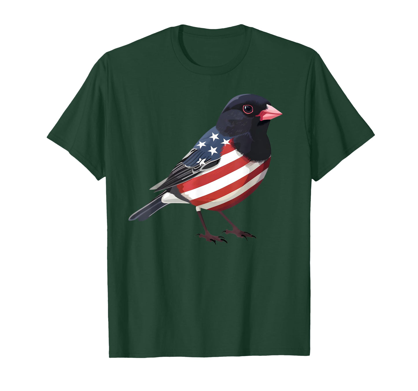US Flag Dark Eyed Junco Patriotic Bird Face 4th Of July T-Shirt