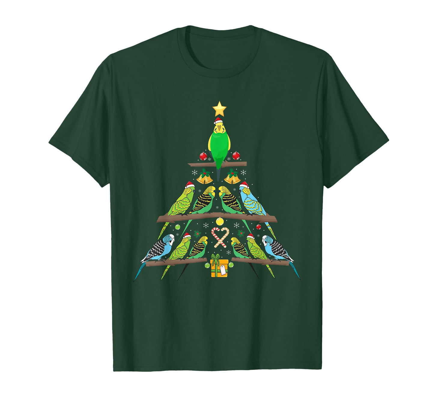 Budgie Christmas Tree Bird Christmas T-Shirt