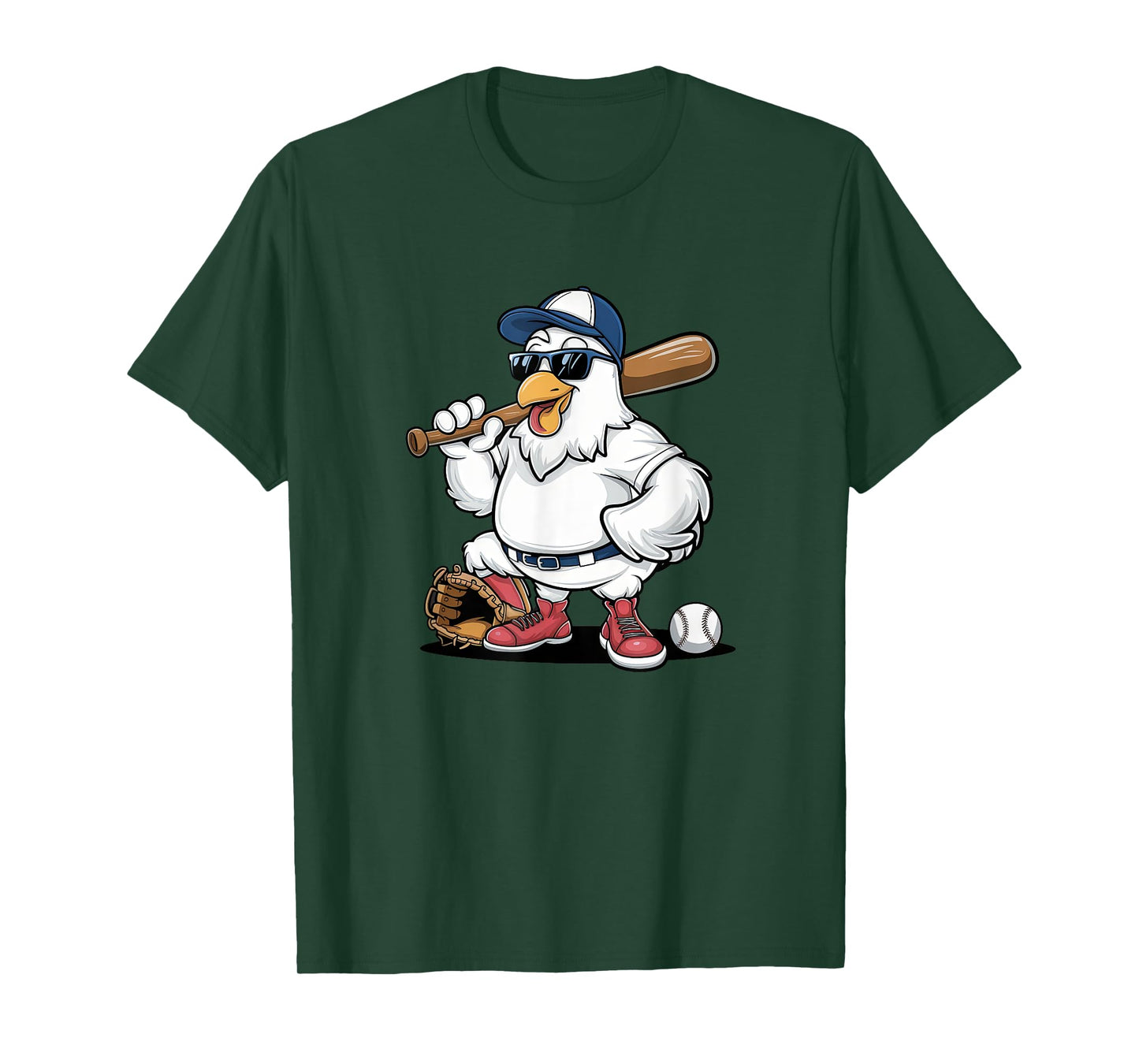 Baseball Playing Chicken Funny Sports Design T-Shirt