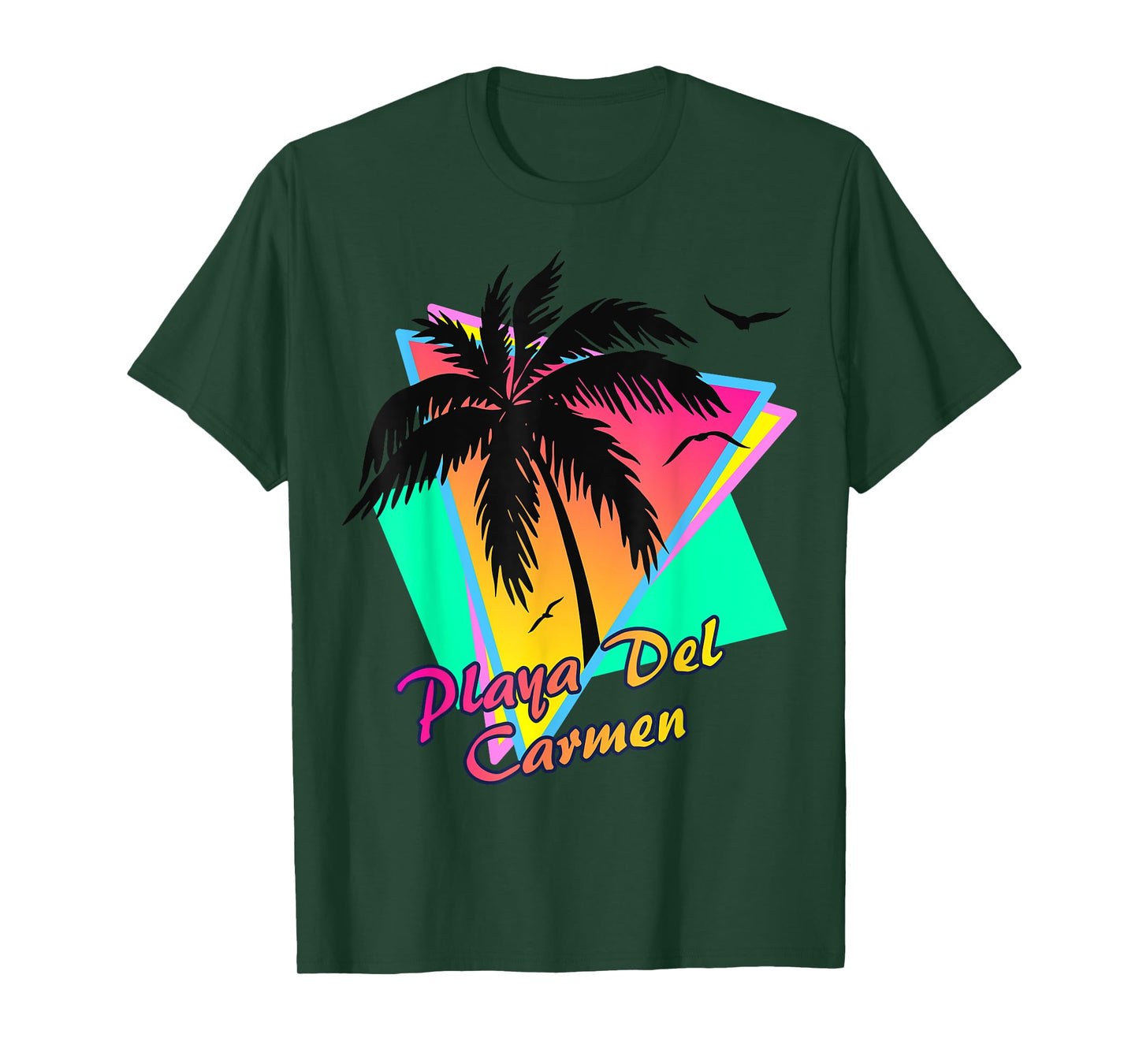 Playa Del Carmen 80s Tropical Summer And Beach Palm Sunset T-Shirt