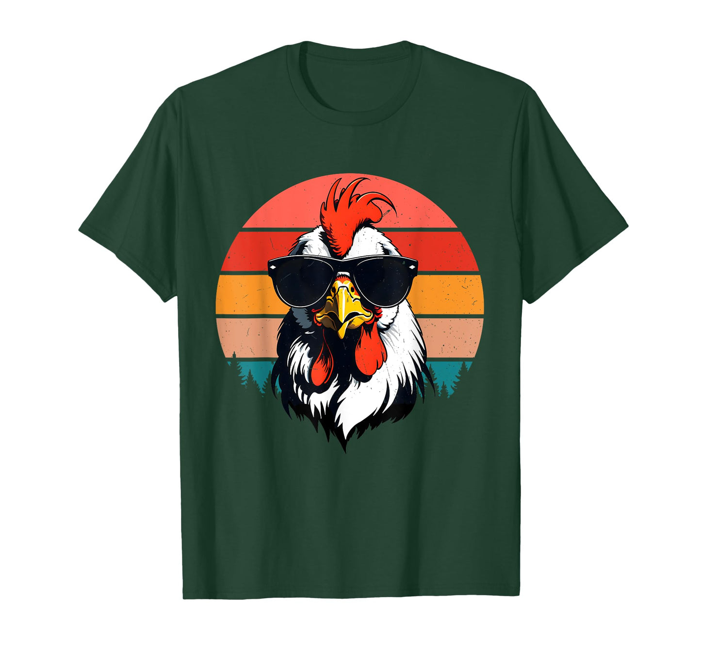 Funny Cool Sunset Retro 70s 80s 90s Chicken in Sunglasses T-Shirt