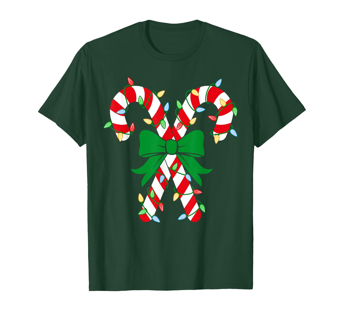 Candy Cane Crew Christmas Lights Family Matching Pajamas T-Shirt