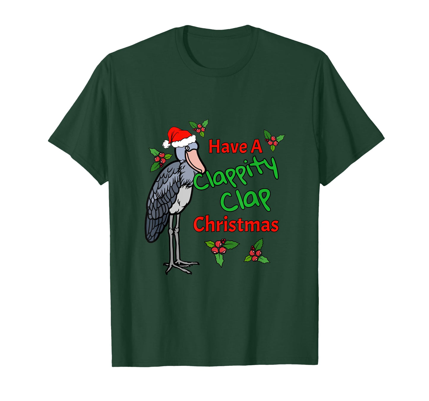 Shoebill Stork Funny Christmas Bird Animals Holiday Design T-Shirt