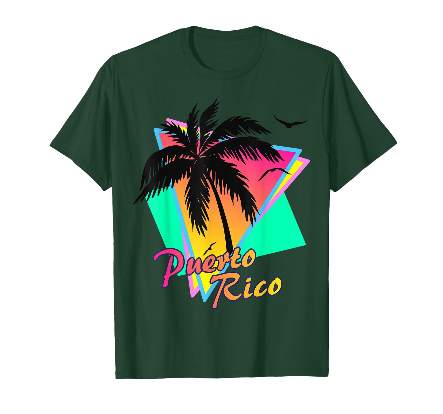 Puerto Rico 80s Tropical Summer Beach Palm Tree Sunset Men Women Kids T-Shirt