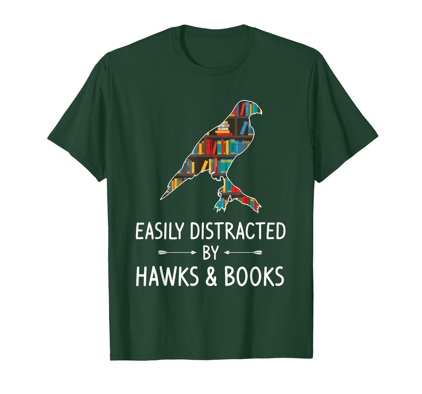 Easily Distracted By Hawks & Books Lover Gift Falcon Bird T-Shirt
