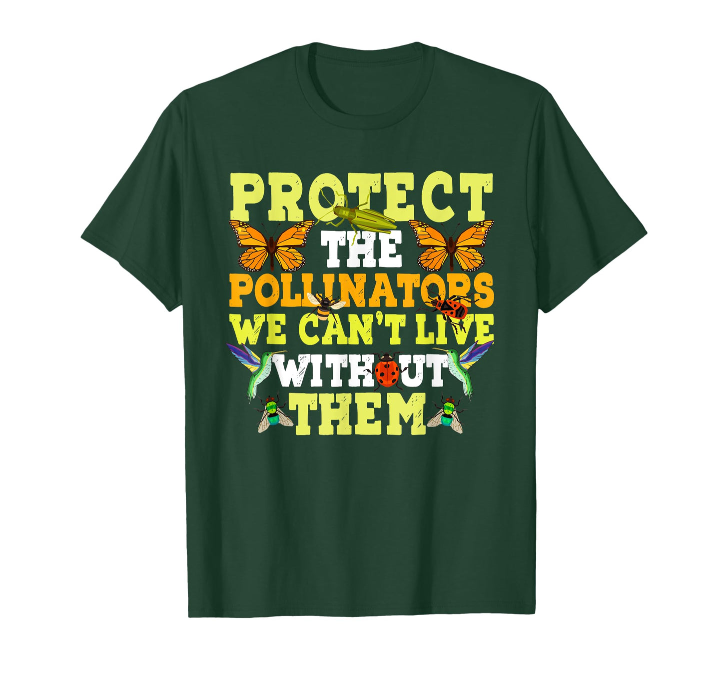 Protect the Pollinators Butterfly Bat Bees Moth Hummingbirds T-Shirt