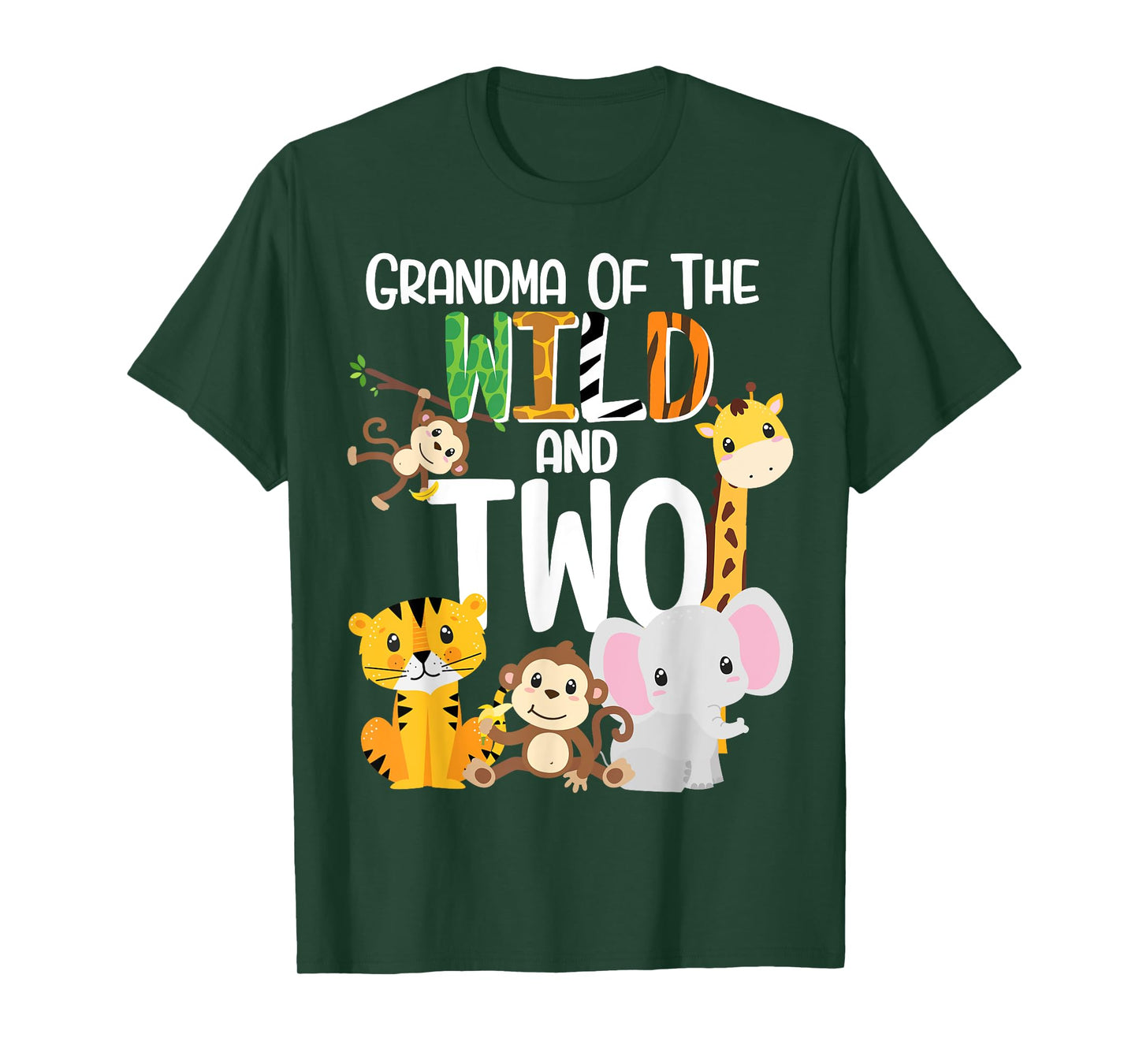 Grandma of the Wild and Two Zoo Theme Birthday Safari Jungle T-Shirt