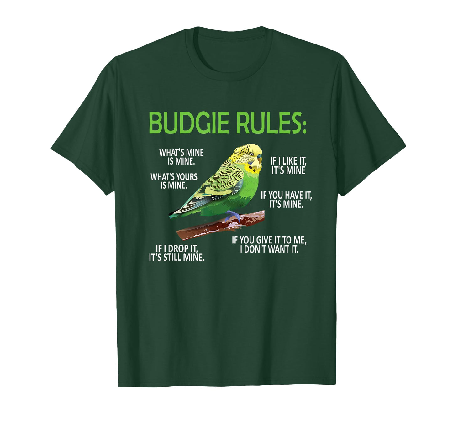 Budgie Rules | Budgie Lover Parakeet Bird Budgerigar T-Shirt