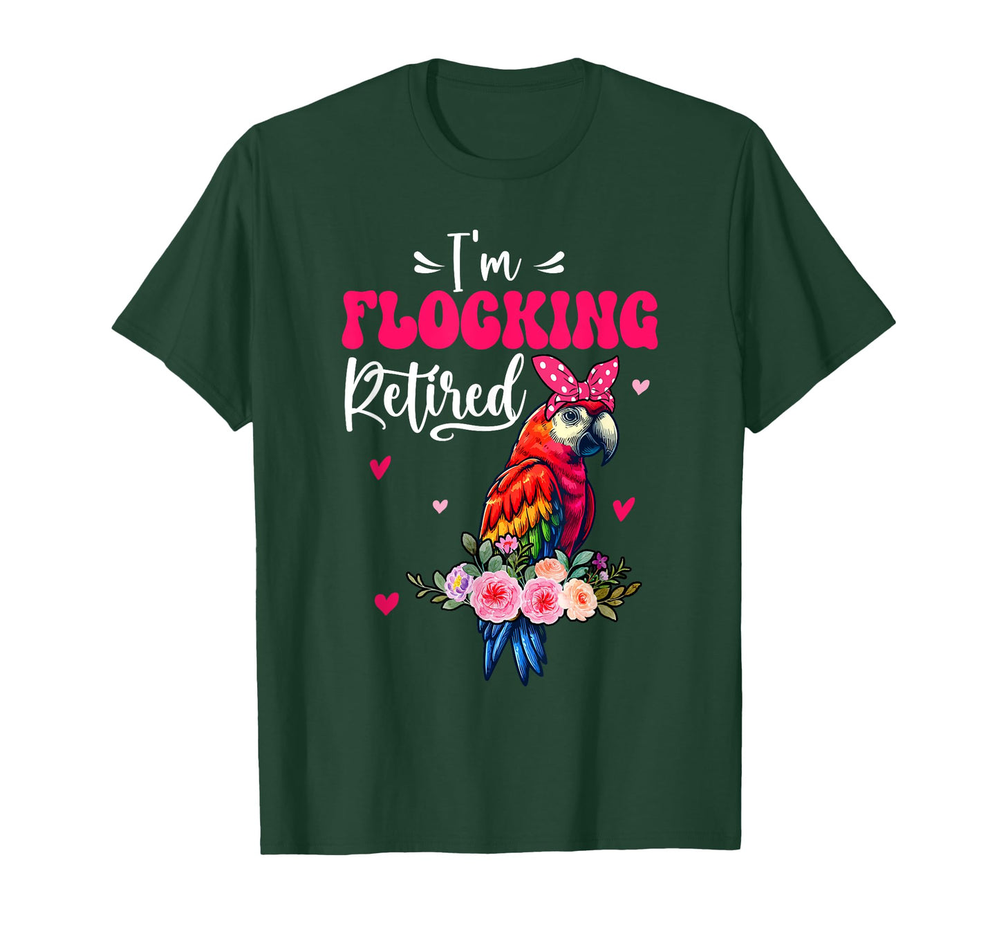 I'm Flocking Retired Cute Parrot Bow Tie Funny Retirement T-Shirt