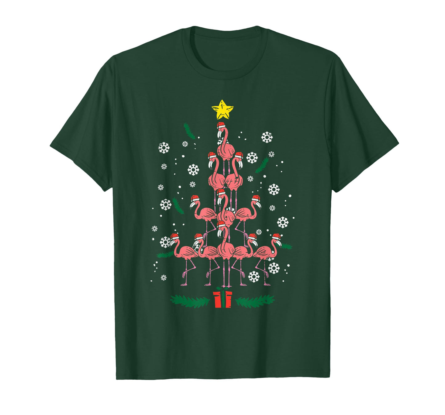 Flamingo Christmas Tree Bird Animal Xmas Women T-Shirt