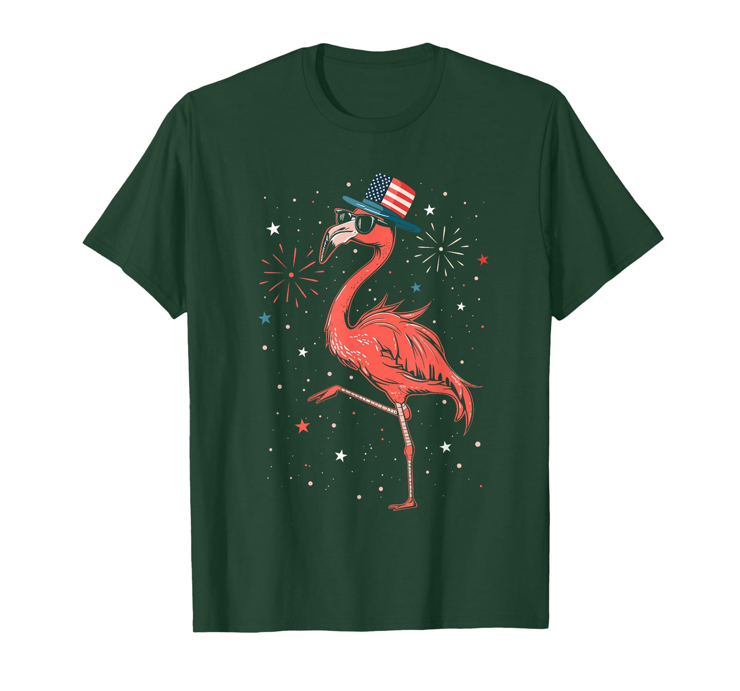 Patriotic American Flamingo Dancing USA Flag 4th Of July T-Shirt