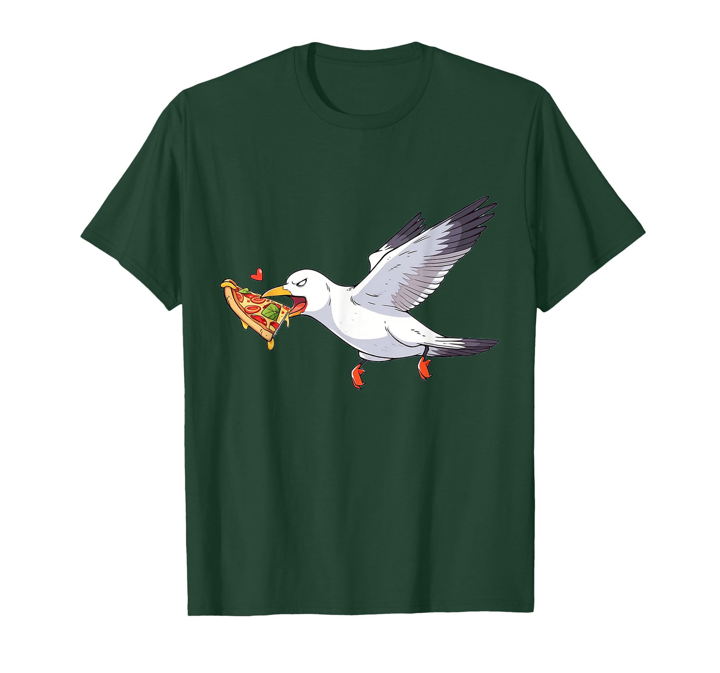 Cranky Seagull Funny Shirt Beach Birds Stealing Pizza Summer T-Shirt