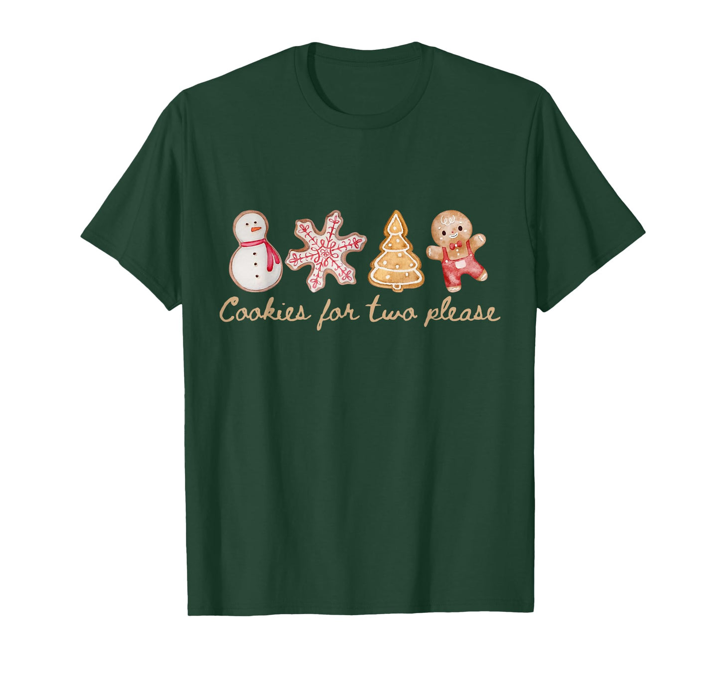 Funny Vintage Cookies For Two Please Pregnancy Mom Christmas T-Shirt