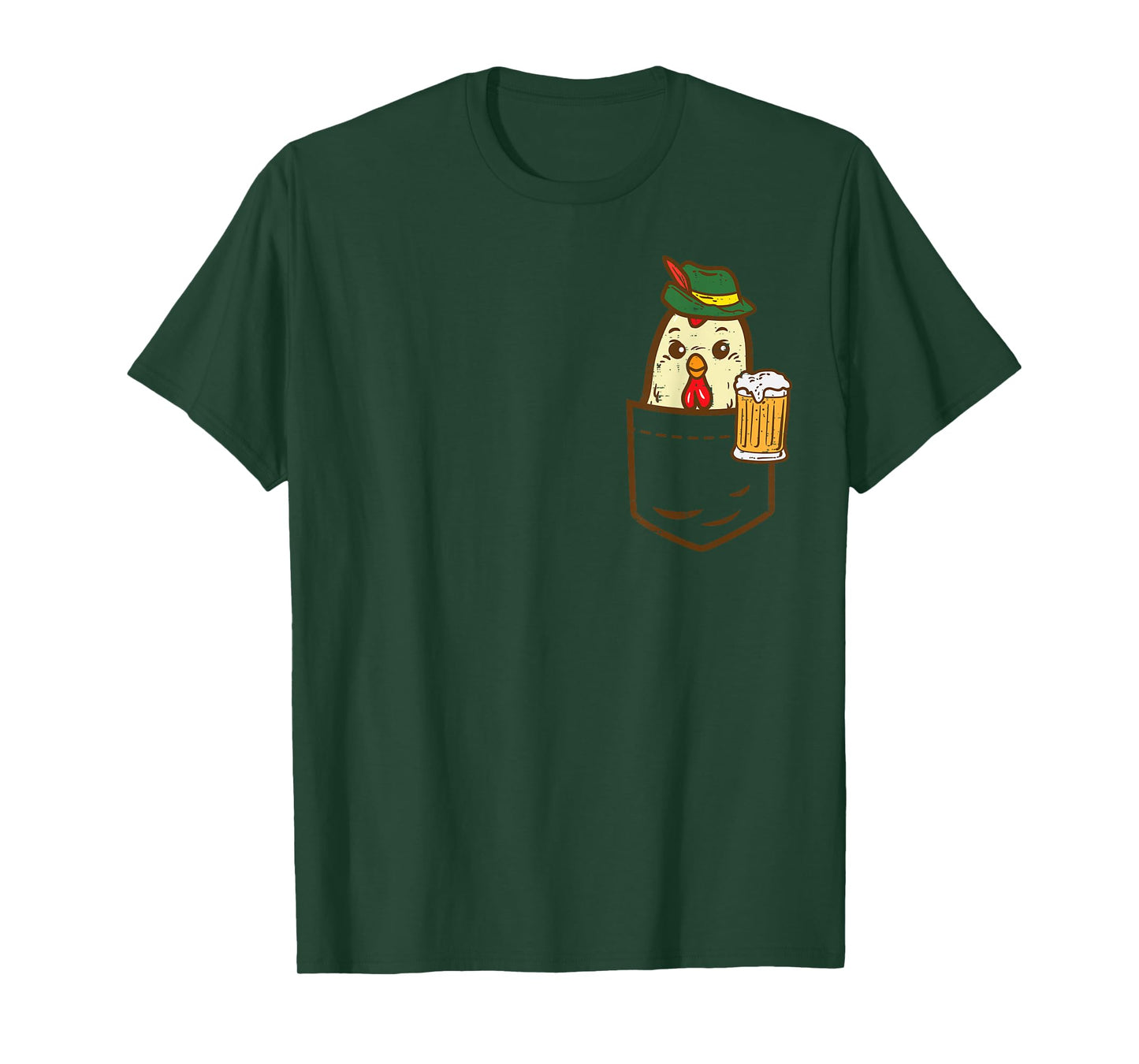 Pocket Chicken Oktoberfest Bavarian Farmer German Men Women T-Shirt