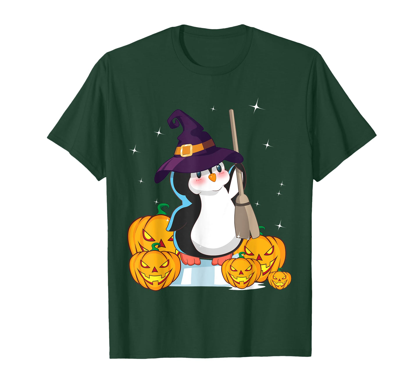 Cute Penguin Witch Wizard Pumpkin Easy Halloween Costume T-Shirt