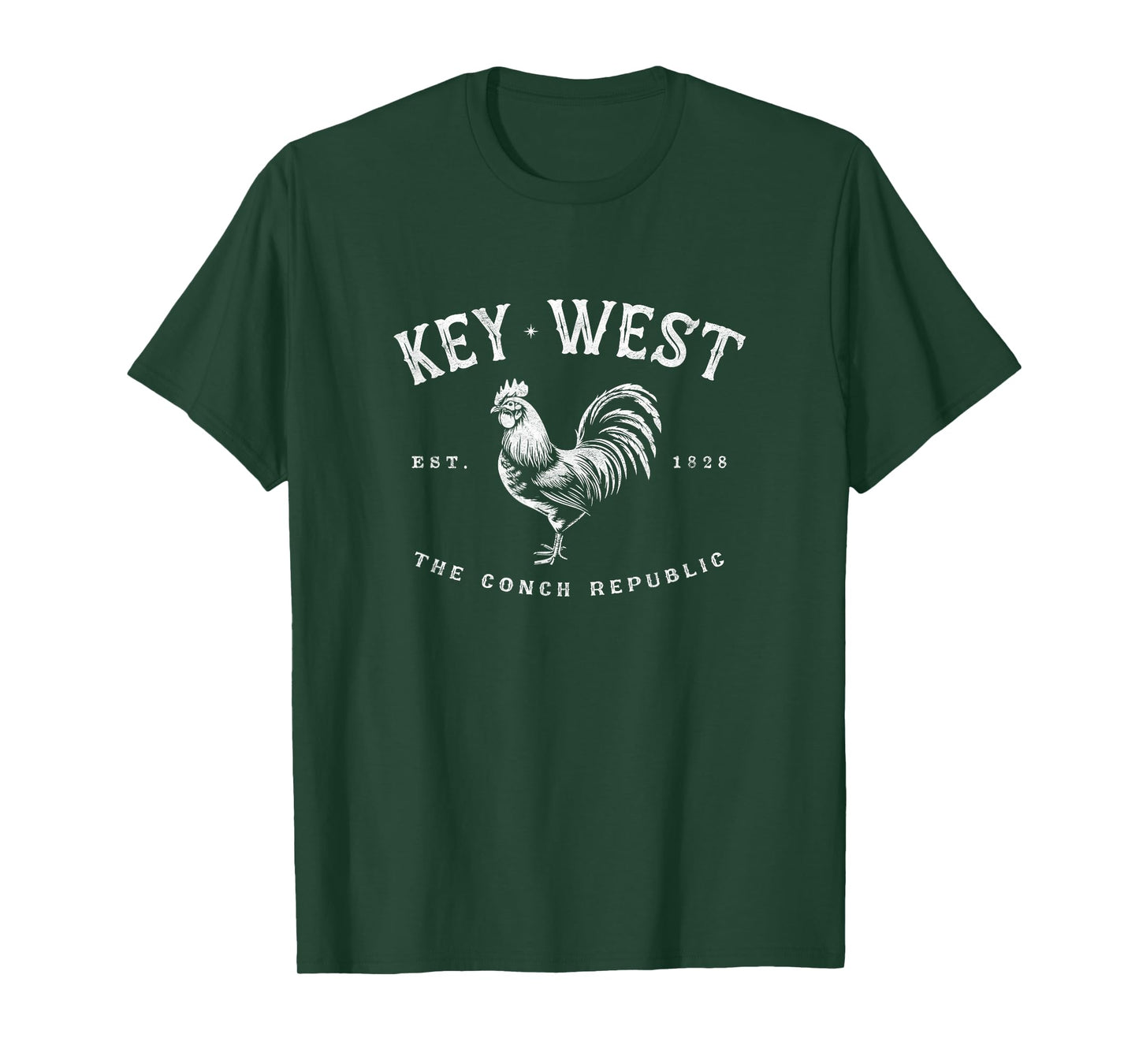 Funny Key West Rooster Chicken Sunrise Fishing Surfing Scuba T-Shirt